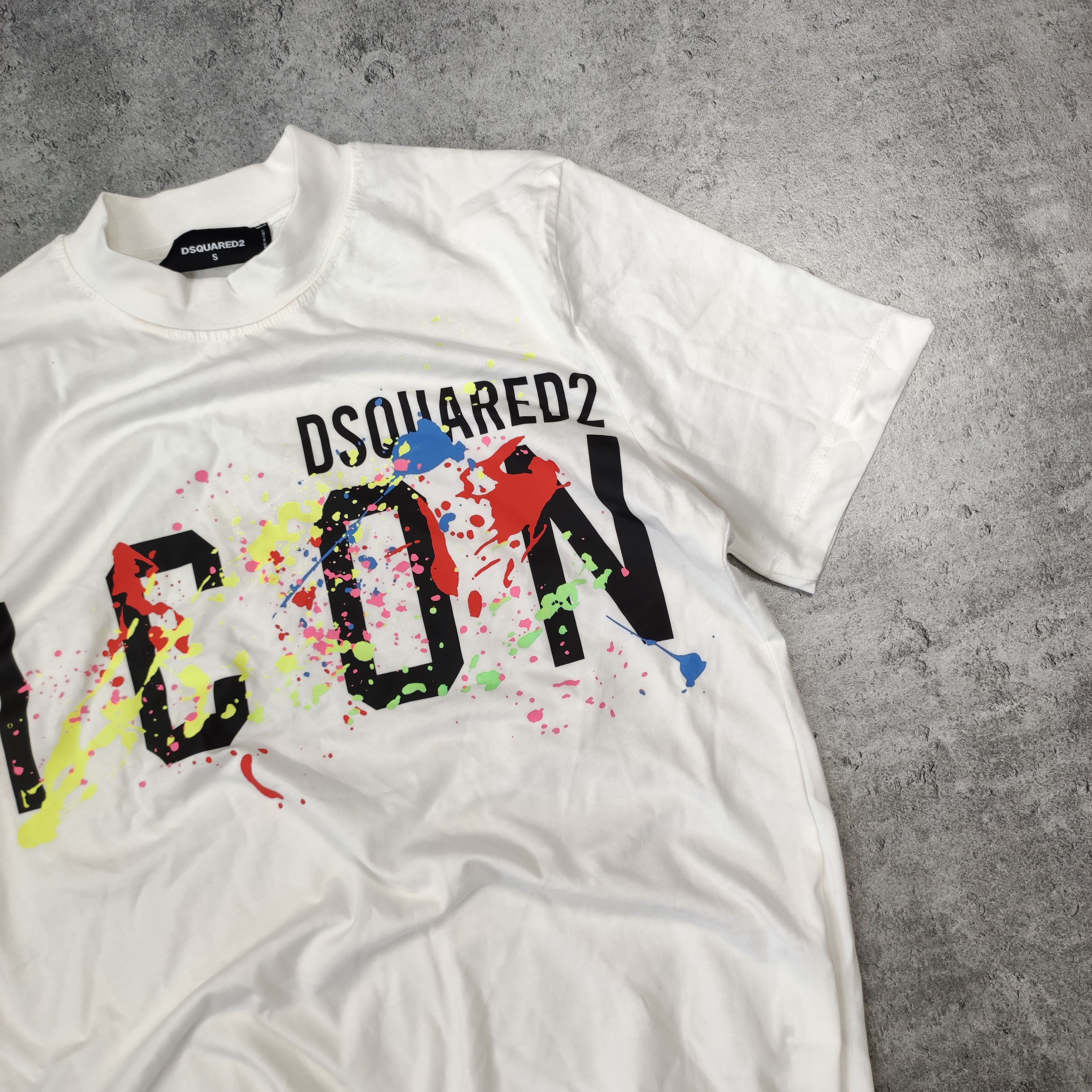 Dsquared2 RARE Dsq2 Dsquared2 White ICON Paint Splah Logo Tee Size US S / EU 44-46 / 1 - 3 Thumbnail