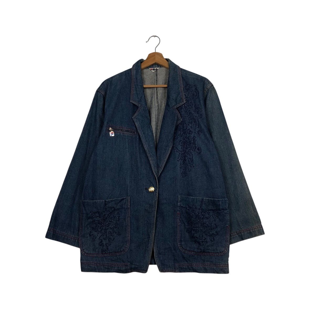 Japanese Brand 📌Vintage Denim Chore Jacket Fila Multi Pocket Issey Miyake Size US L / EU 52-54 / 3 - 2 Thumbnail