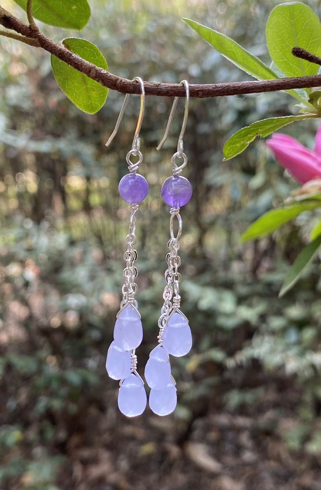 Handmade Silver and Amethyst Dangles Size ONE SIZE - 2 Thumbnail