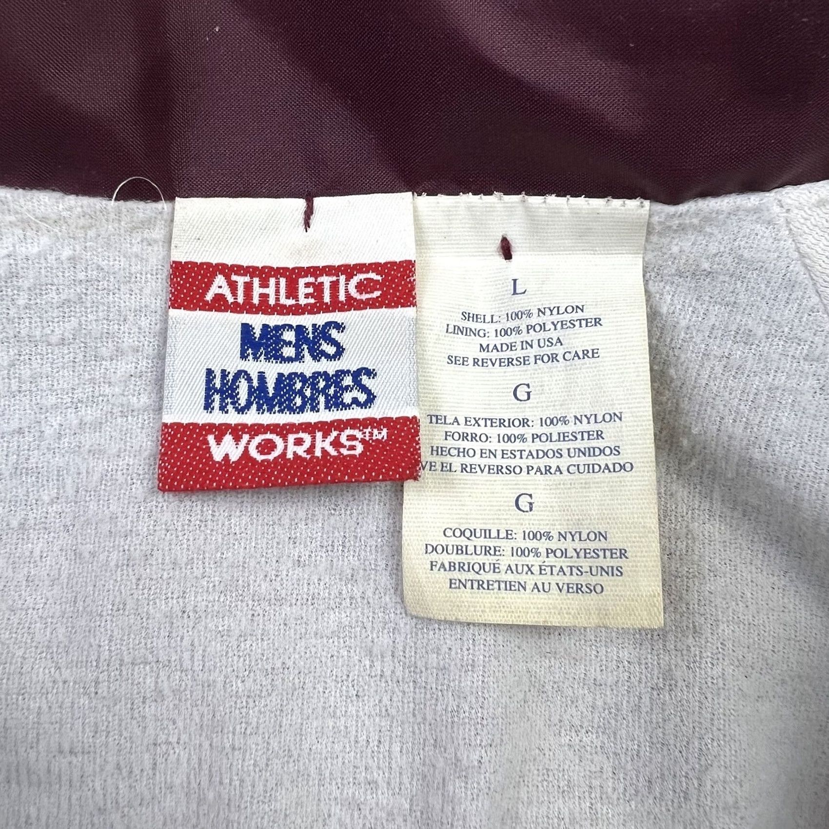 Athletic Works VINTAGE Athletic Works Windbreaker Jacket L Burgundy Nylon 80s 90s Stylish Collared Snap Pockets Lined Men Large US Made Size US L / EU 52-54 / 3 - 2 Thumbnail