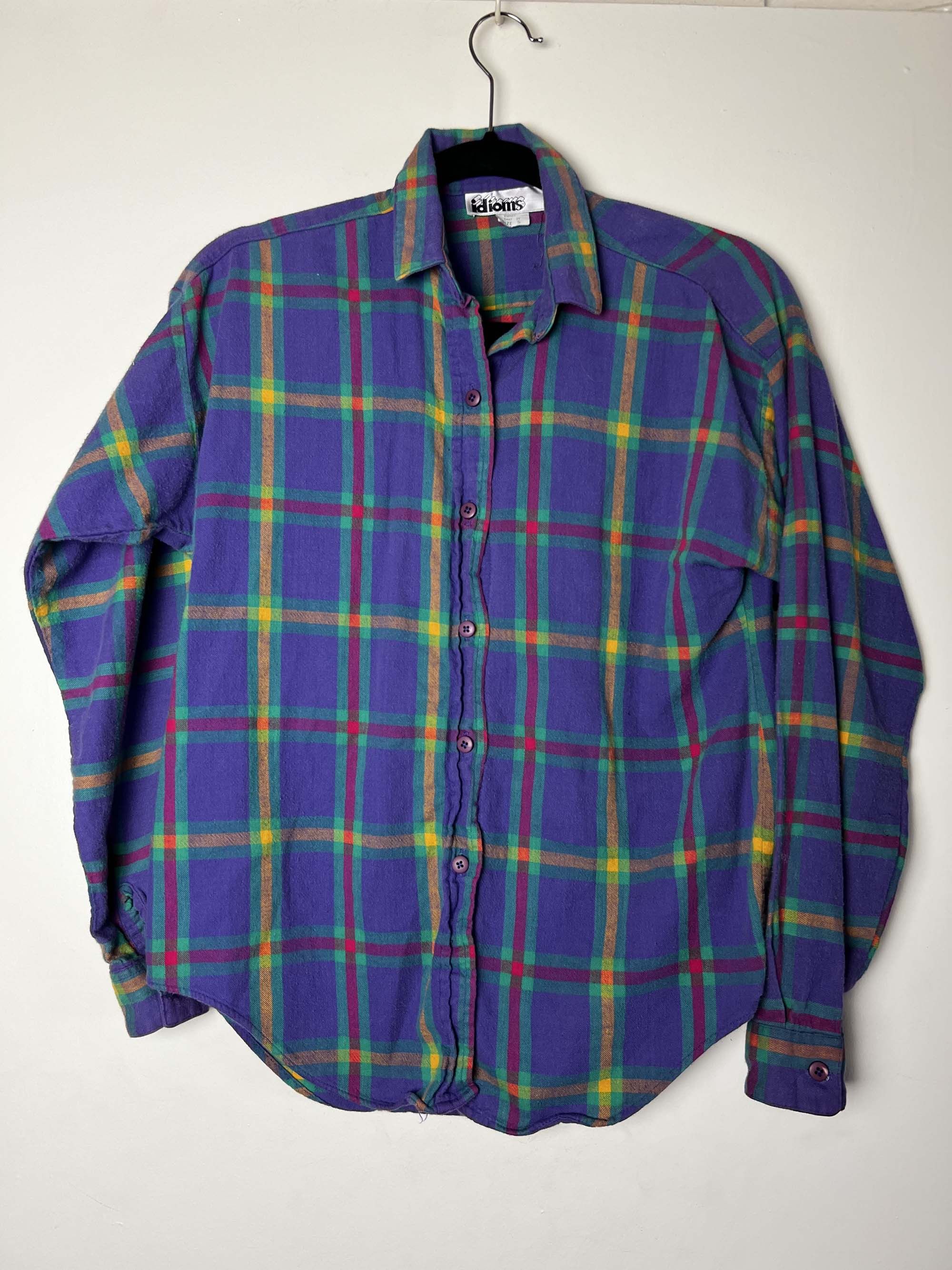 Vintage Vintage 1980's Idioms Plaid Flannel Long Sleeve Button Up Size US S / EU 44-46 / 1 - 9 Thumbnail