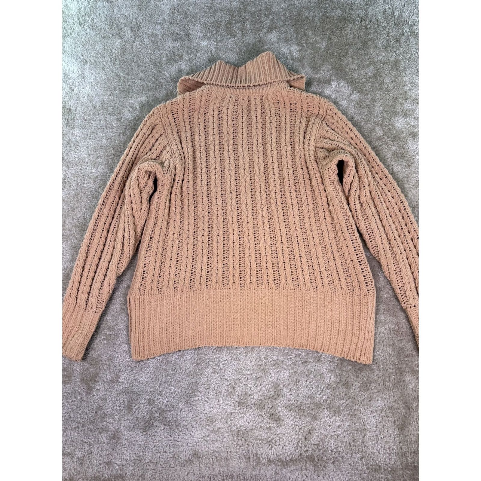 Vintage Aerie Sweater Womens Small Brown 1/4 Zip Cable Knit Pullover Heavyweight E228 Size XS / US 0-2 / IT 36-38 - 6 Thumbnail