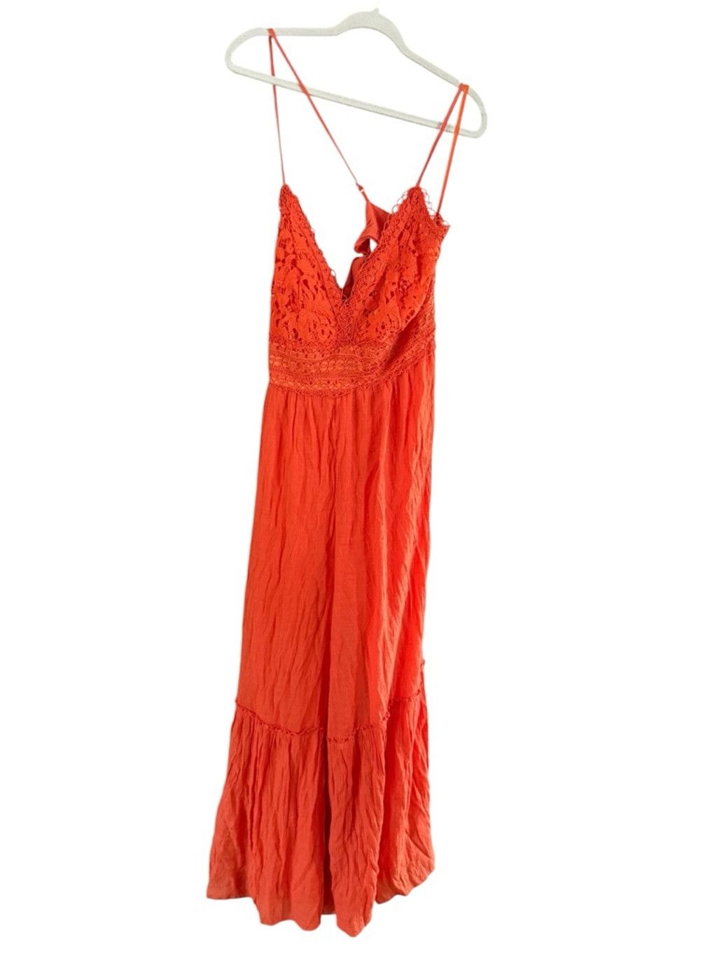 Fashion Nova Women's Fashion Nova Orange Crochet Halter Wide Leg Jumpsuit Size 34" / US 12 / IT 48 - 2 Thumbnail