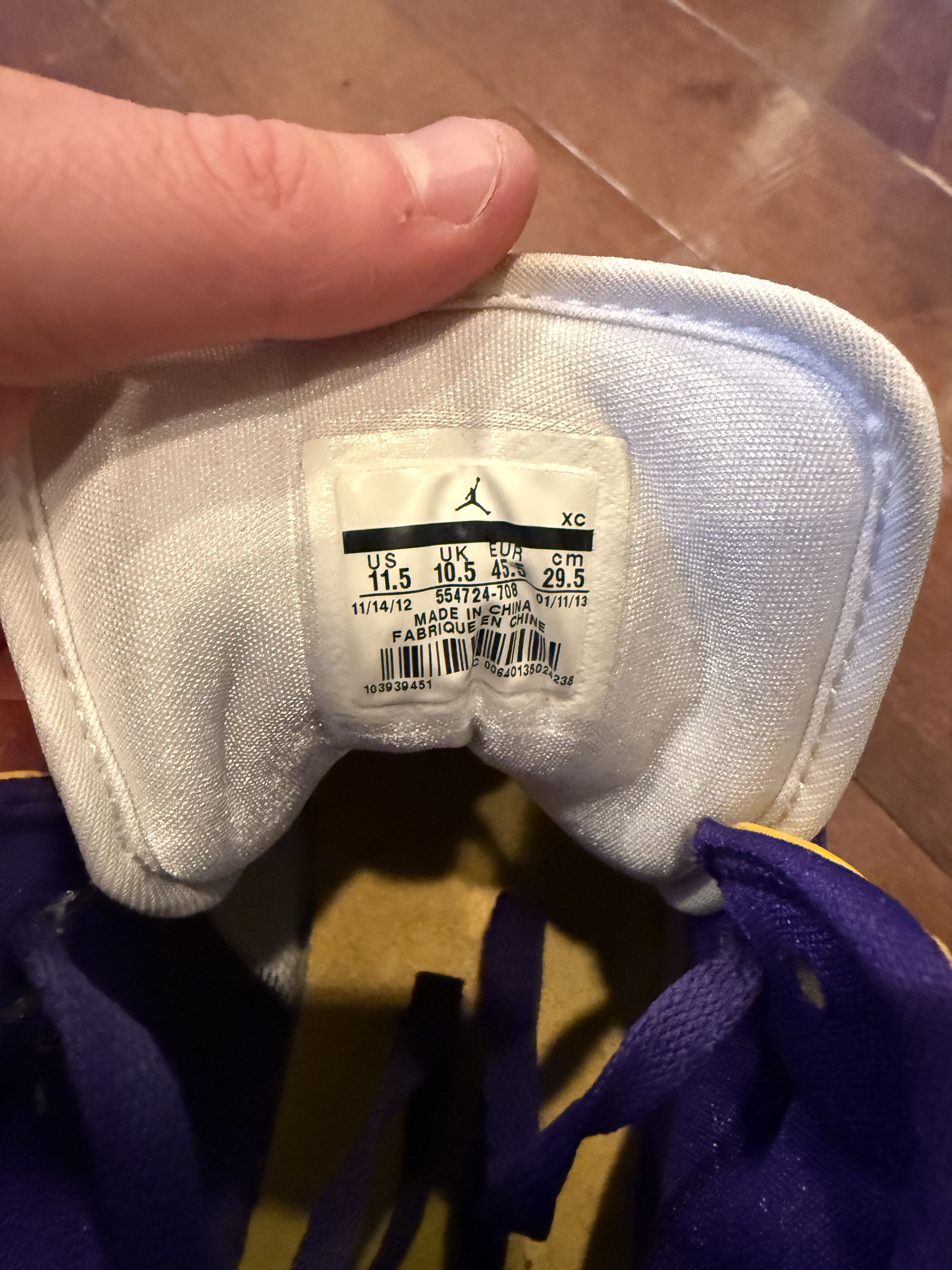 Jordan Brand Jordan 1 Mid Lakers Size US 11.5 / EU 44-45 - 9 Thumbnail