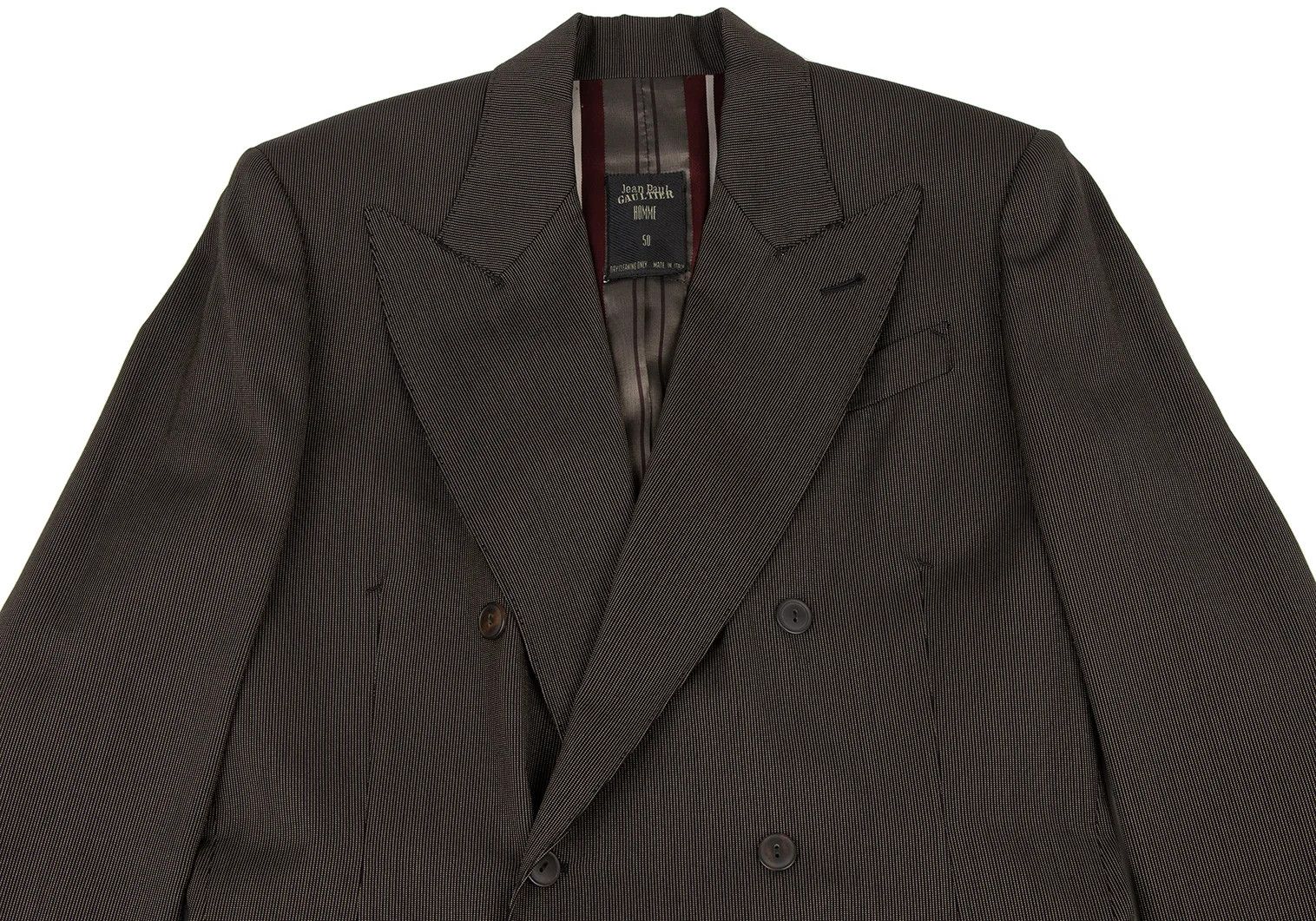 Jean Paul Gaultier Pinstripe Double Jacket in Black Brown, Size 50 Size US M / EU 48-50 / 2 - 2 Thumbnail