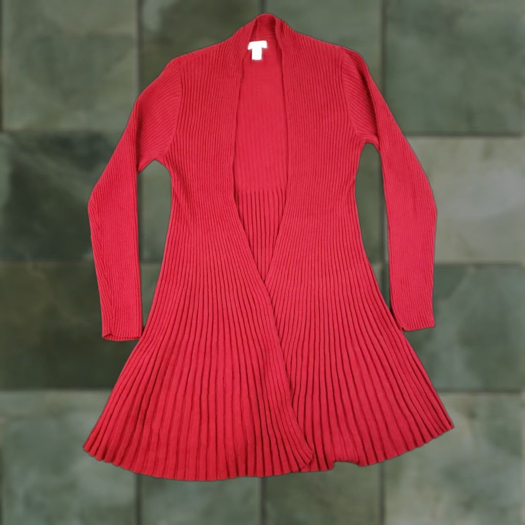 Vintage Chicos Cardigan Sweater Women Size 0 Red Open Front Ribbed Stretch Casual Shirt Womens Cardigan 0 Red Knit Stretch Casual Size XS / US 0-2 / IT 36-38 - 1 Thumbnail
