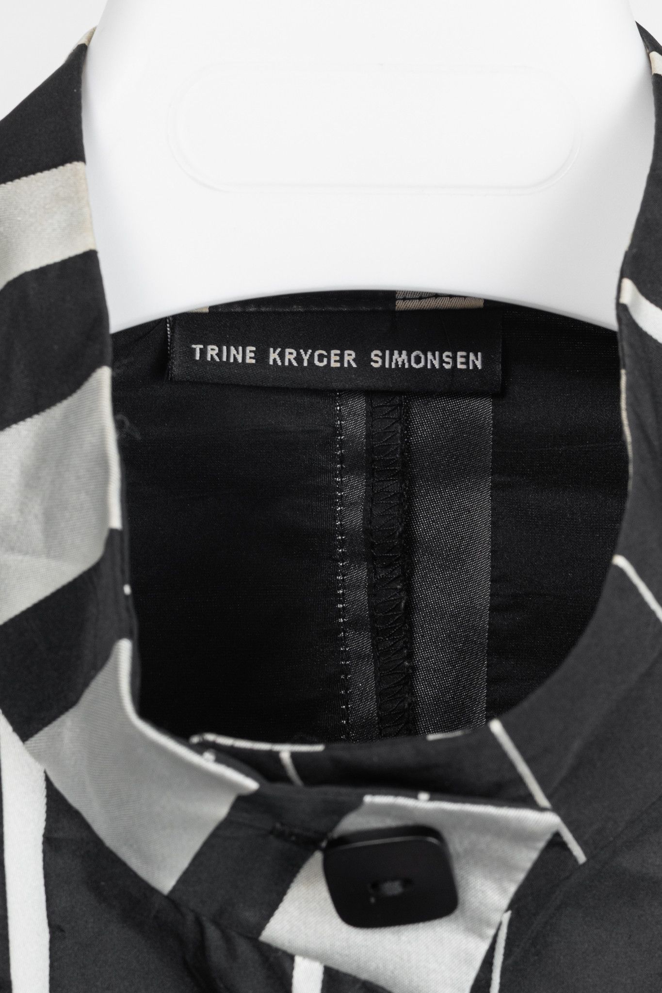Other Trine Kryger Simonsen Black & Grey Striped-Taffeta Coat Size S / US 4 / IT 40 - 4 Thumbnail