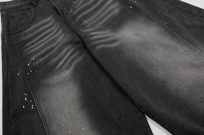 Vintage American street washed distressed splatter ink curved jeans Size US 32 / EU 48 - 4 Thumbnail