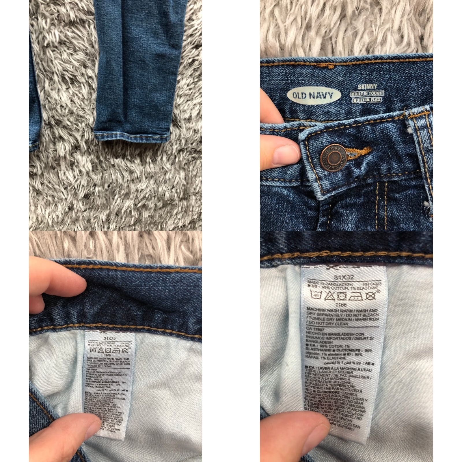 Old Navy Old Navy Skinny Jeans 31x32 Mens Mid Rise Dark Wash Blue Denim Jeans Size US 31 - 8 Thumbnail