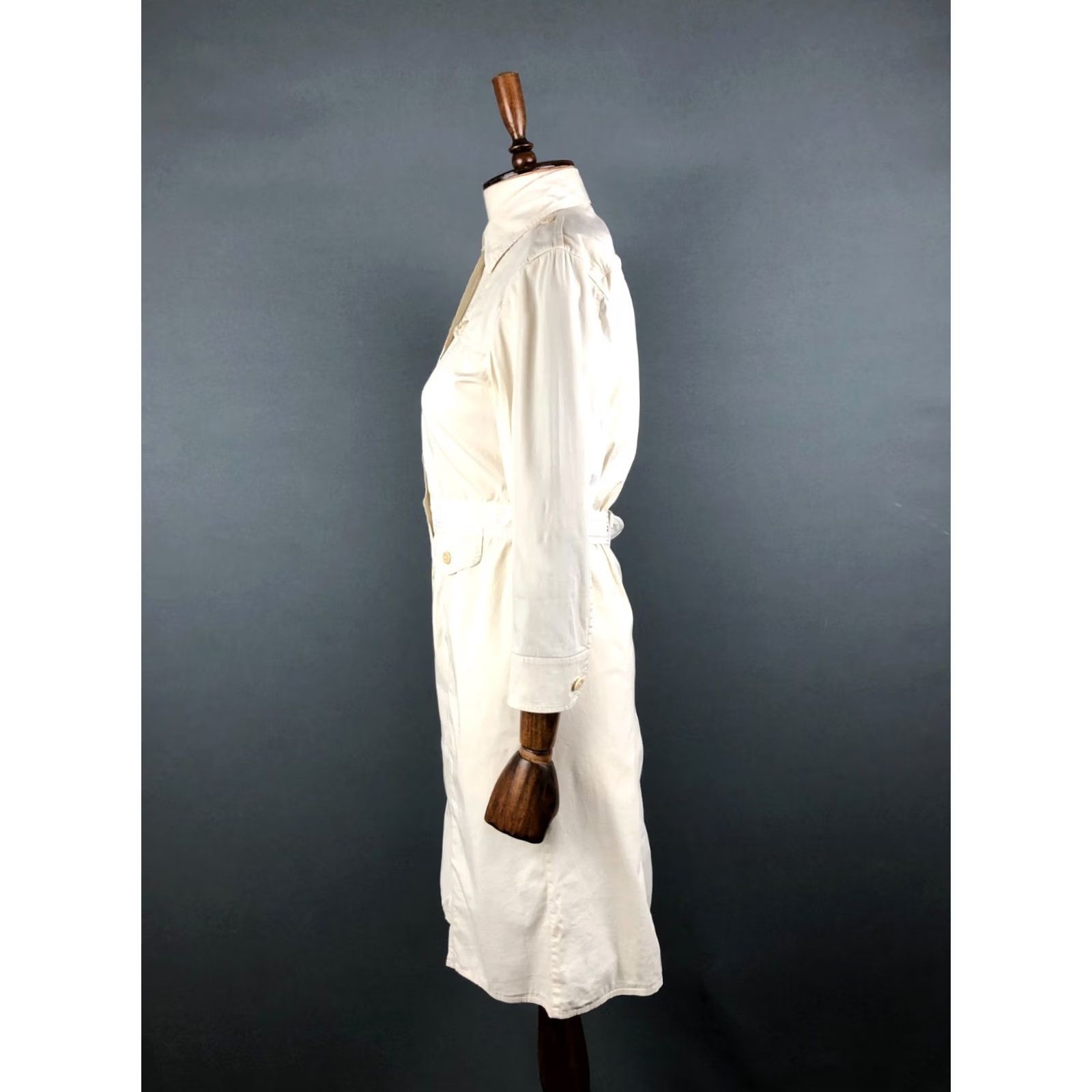 Vintage Weekend Max Mara Shirt Dress - Ivory Cotton 3/4 Sleeve Button-Up, Size 6, Women Size M / US 6-8 / IT 42-44 - 2 Thumbnail