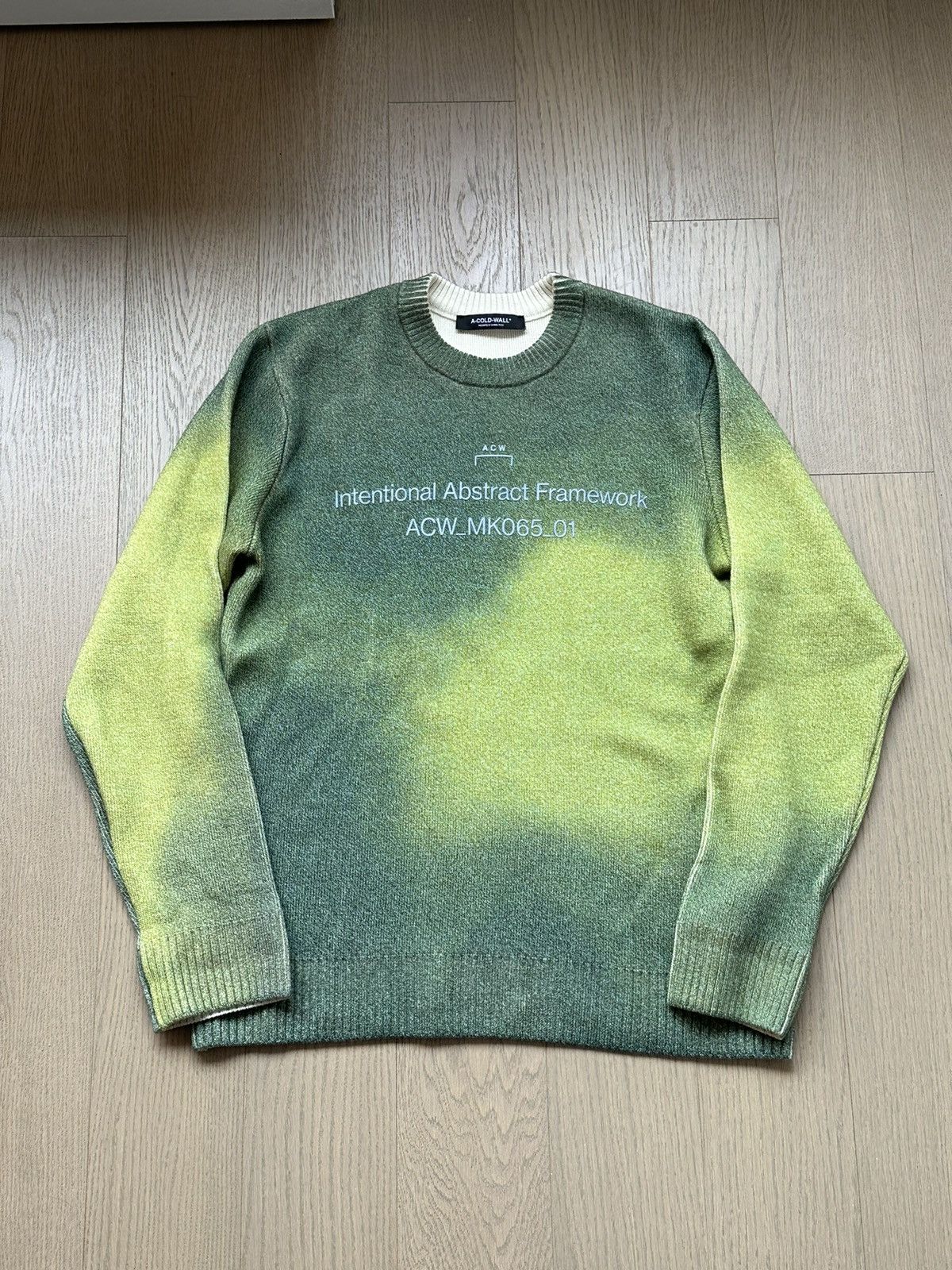 image of A Cold Wall Acw Intentional Abstract Framework Gradient Knit Sweater in Green, Men's (Size Medium)