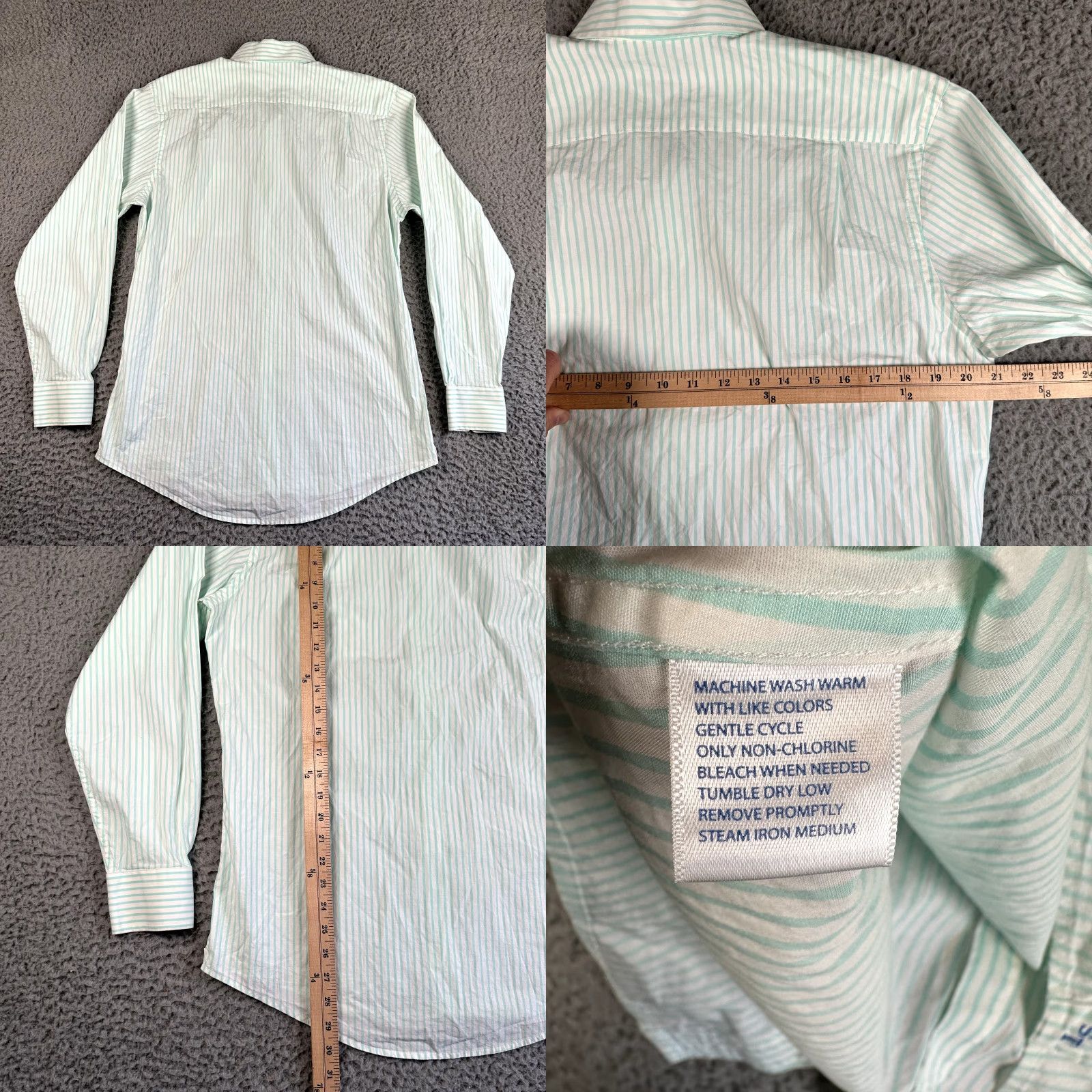 Southern Tide Southern Tide Shirt Mens Small White Green Striped Button Up Performance Stretch Size US S / EU 44-46 / 1 - 8 Thumbnail