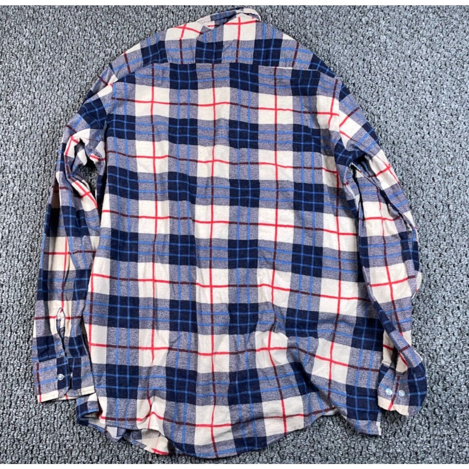 Vintage VTG Woodland Lightweight Flannel Shirt Adult 2XL Tall Blue Cream Plaid Workwear Size US XXL / EU 58 / 5 - 2 Thumbnail