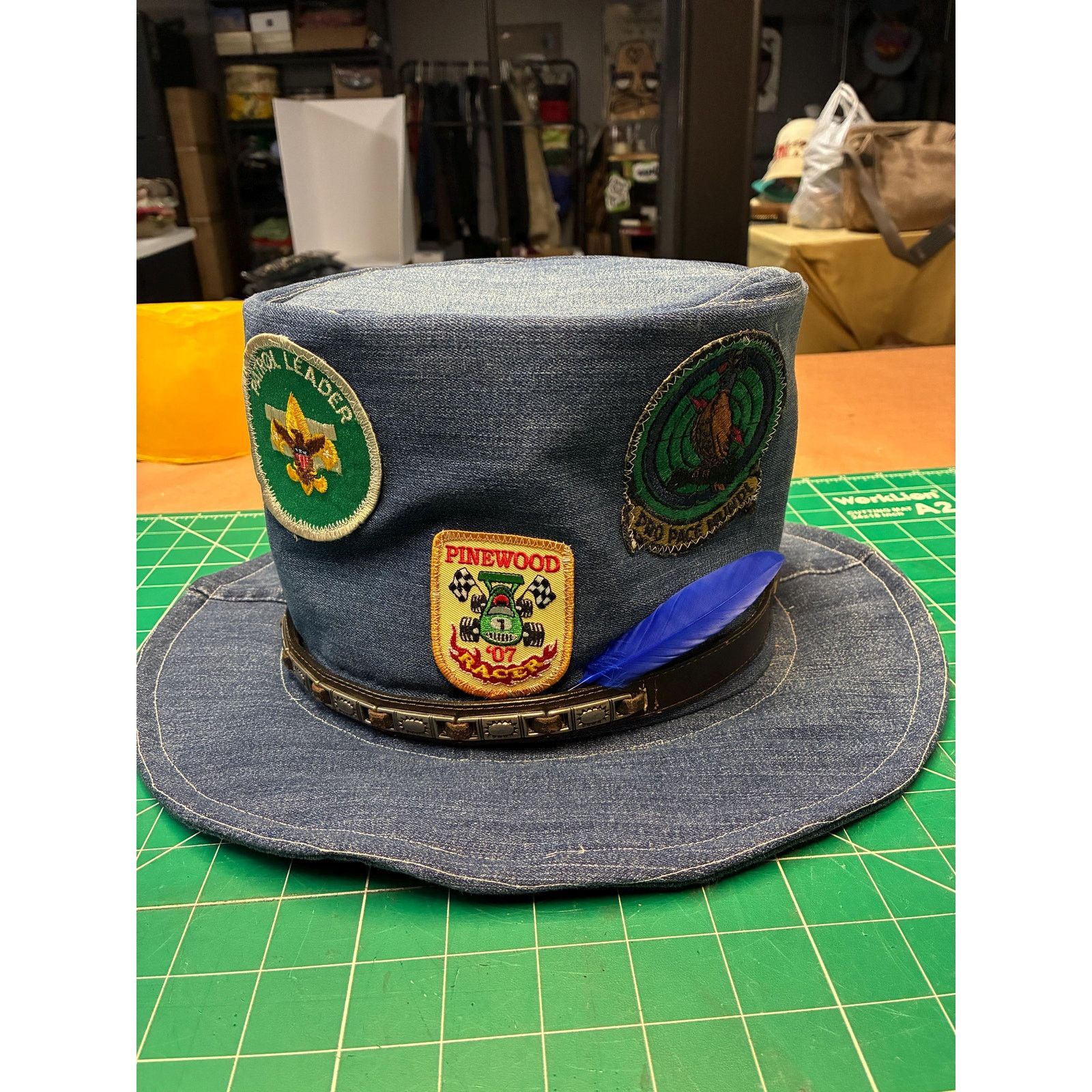 Other Upcycled Denim Wide Brim Hat XL 24” – Vintage Scout Patch Size ONE SIZE - 1 Thumbnail