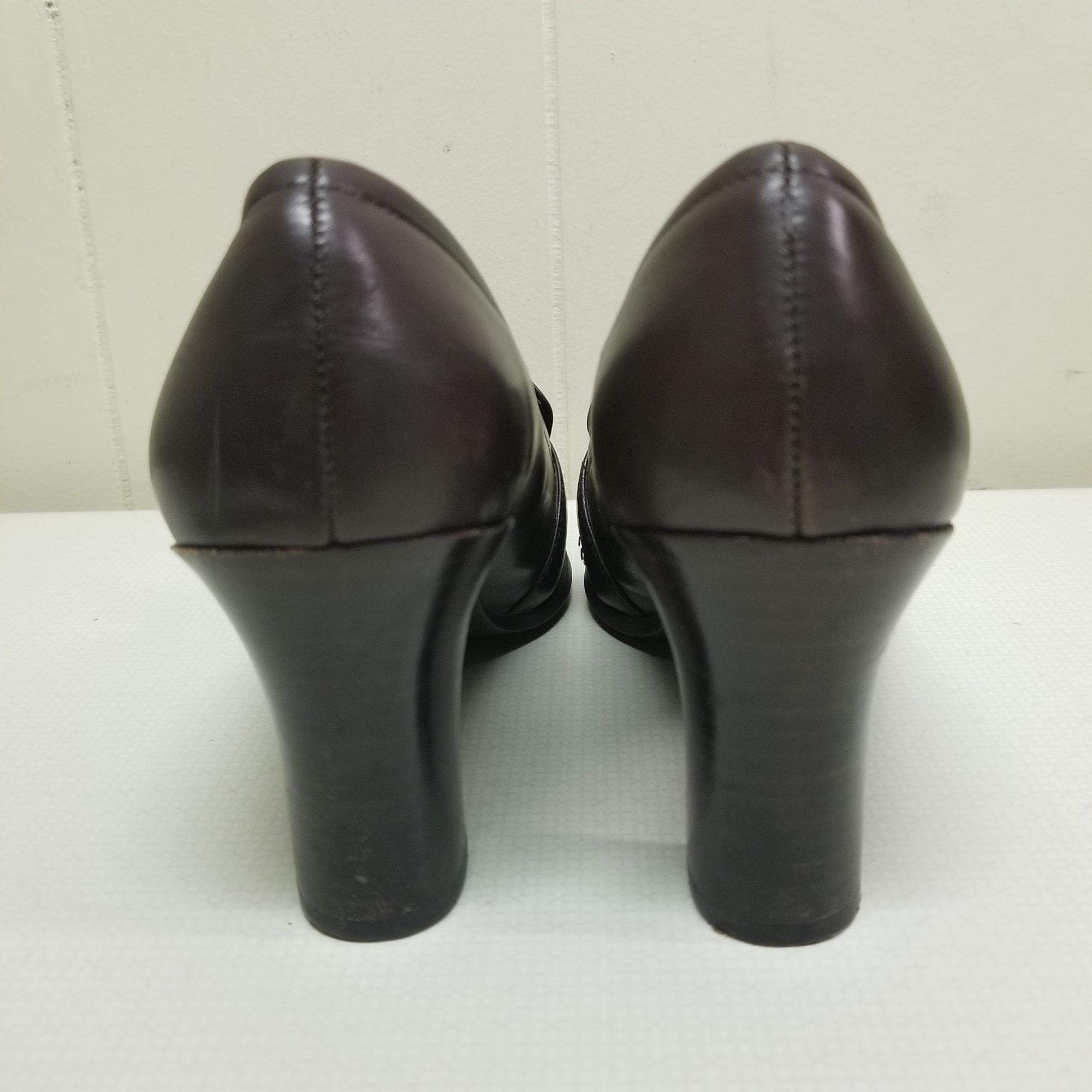 Alfani Alfani 7.5 Brown Leather Chunky Heels Pump Shoes ABE School Size US 7.5 / IT 37.5 - 4 Thumbnail