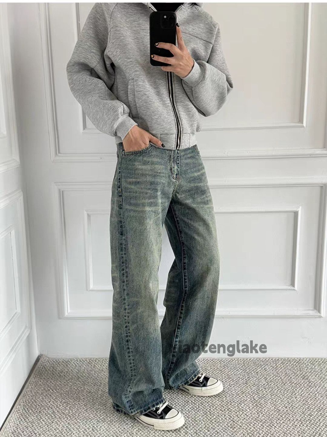 Jean xtl vintage washed faded loose baggy hiphop cargo jeans Size US 34 / EU 50 - 3 Thumbnail