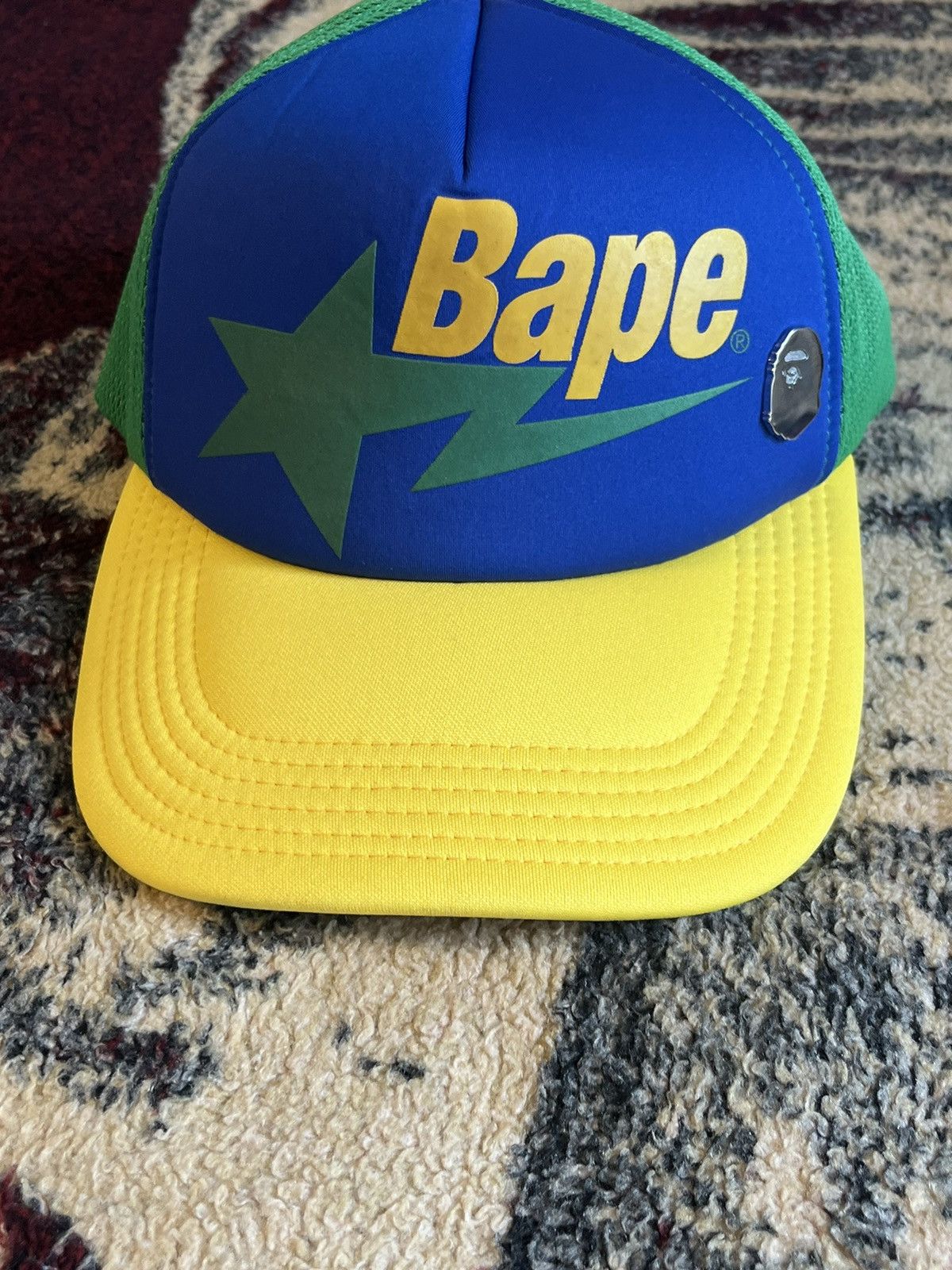 BAPE Sta Mesh Cap Yellow Green Blue