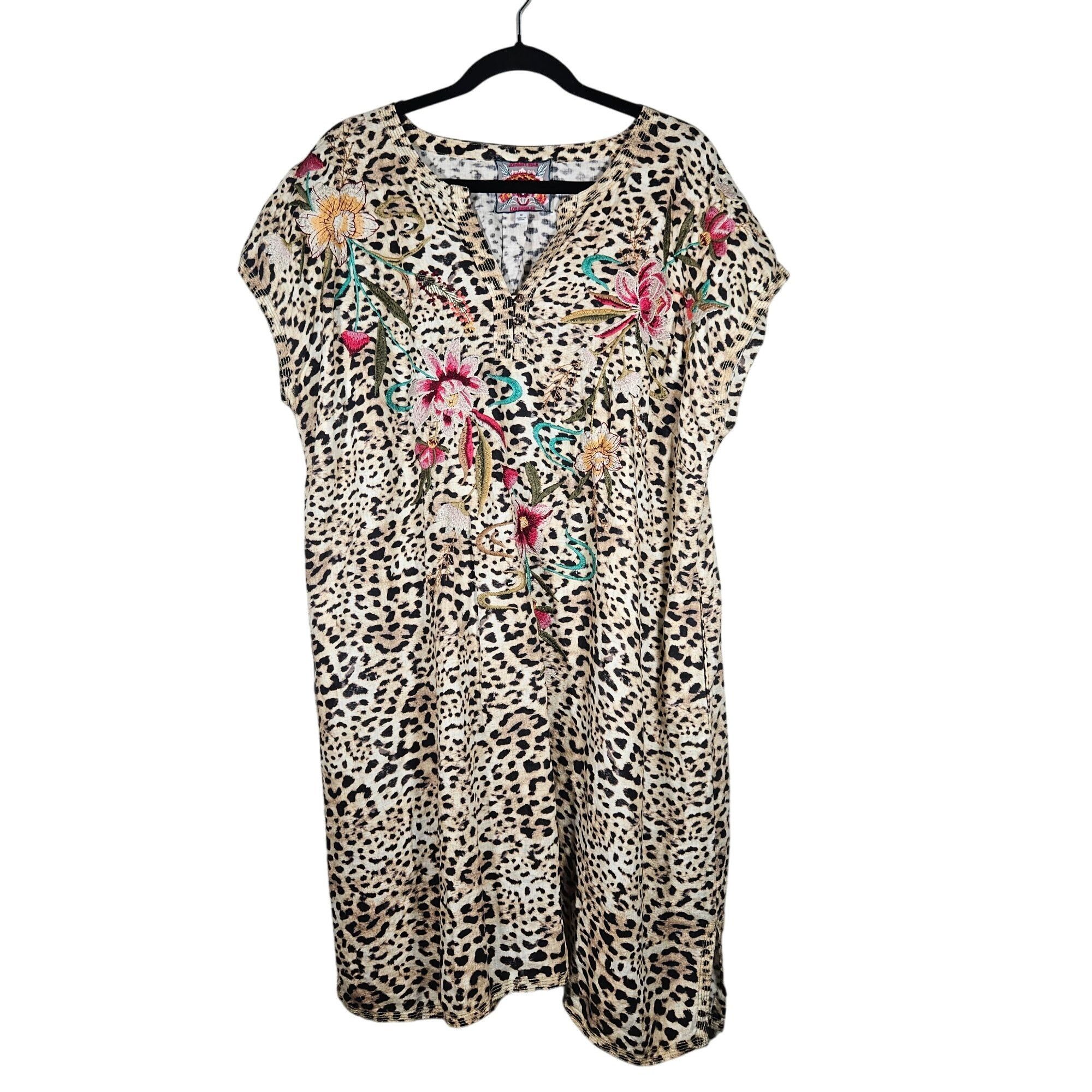 Johnny Was Johnny Was Linen Woman Leopard Floral Mini Dress 1X Boho Lux Size XL / US 12-14 / IT 48-50 - 3 Thumbnail