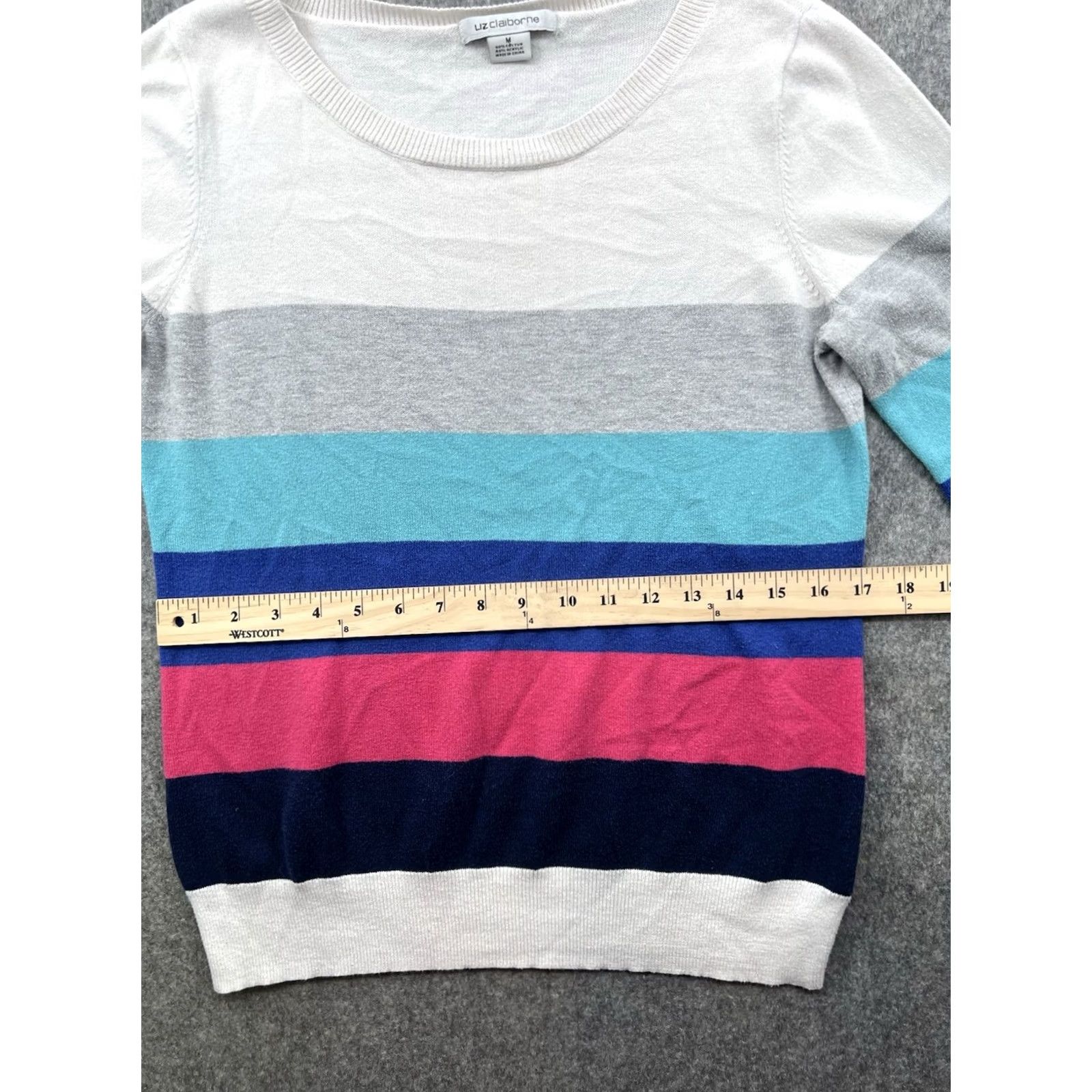 Liz Claiborne Liz Claiborne Multicolor Striped Long Sleeve Pullover Sweater | Size M | Womens Pullover Knit Sweater Size M / US 6-8 / IT 42-44 - 2 Thumbnail