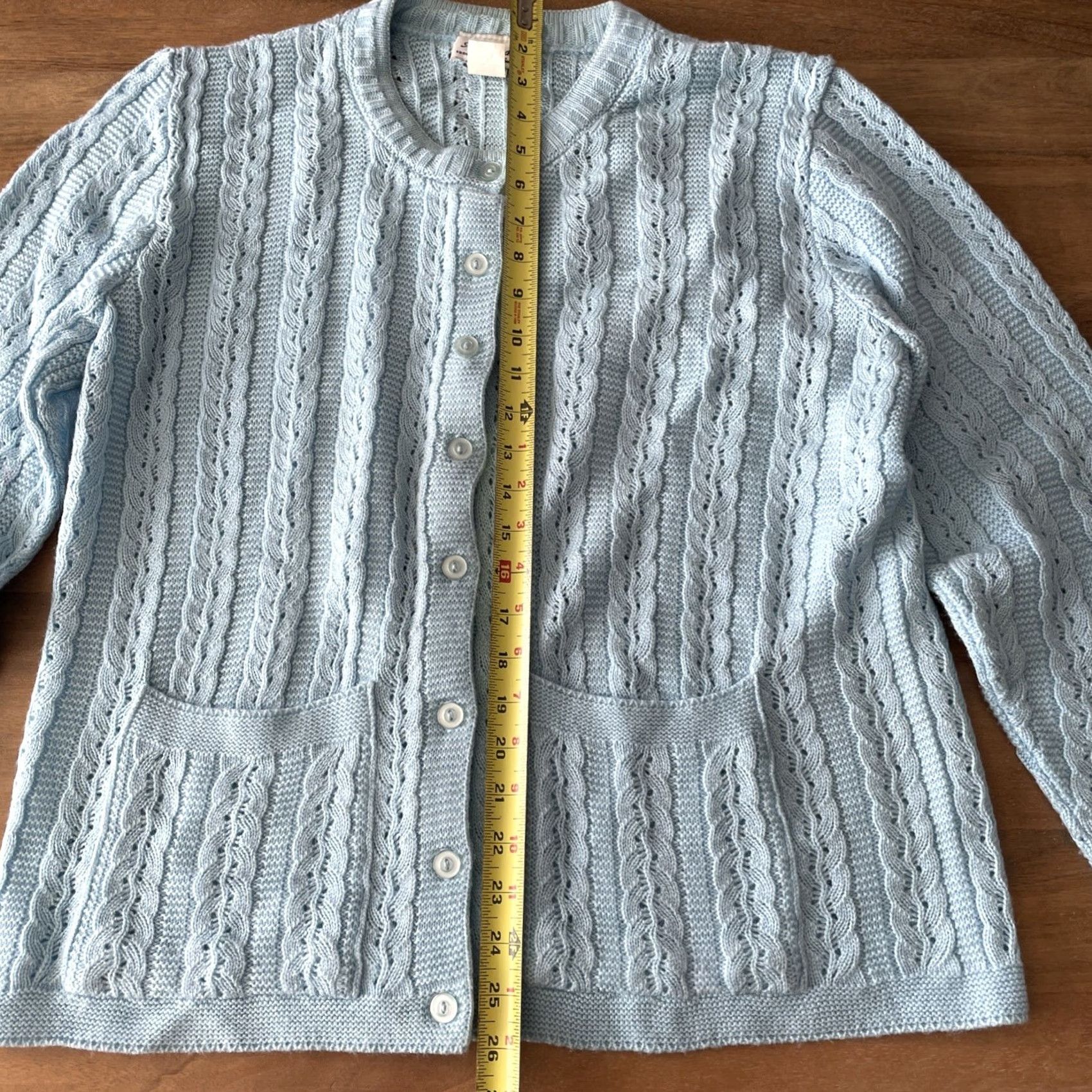 Vintage VINTAGE Anthony Richards Cardigan Sweater Womens L Blue USA Cable Knit Button Front Crew Neck Raglan Sleeve Size L / US 10 / IT 46 - 6 Thumbnail