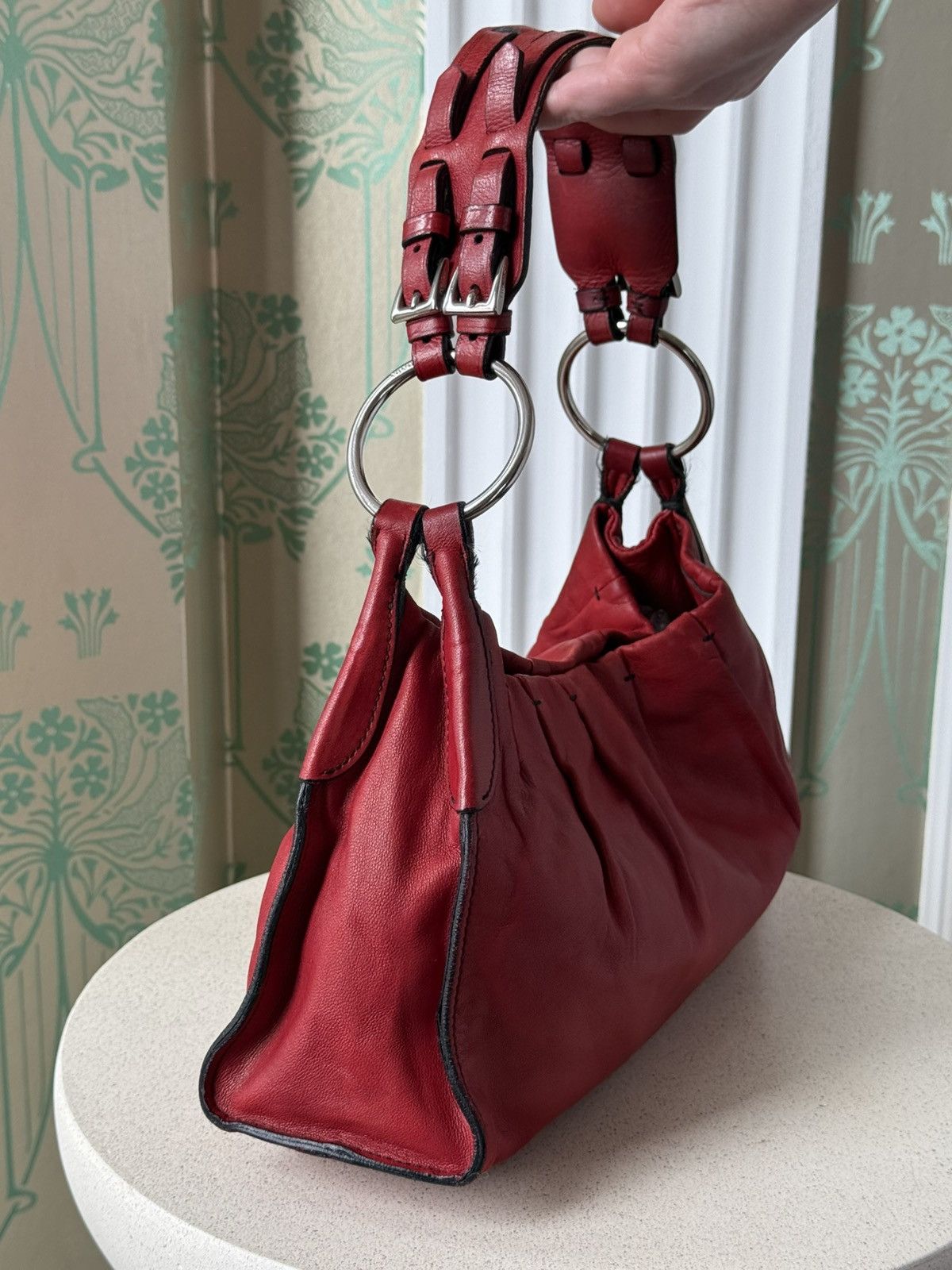 Prada Vintage Prada Logo Red Soft Leather Shoulder Bag Size ONE SIZE - 6 Thumbnail