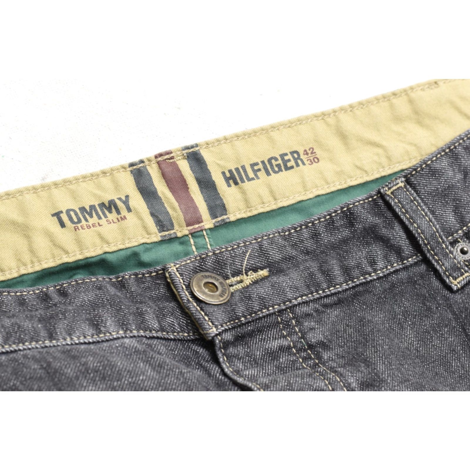Tommy Hilfiger Tommy Hilfiger Rebel Slim Jeans Men's 42x30 Dark Wash Denim Blue Black 5-Pocket Logo Slim Straight Vintage No Size US 42 / EU 58 - 4 Thumbnail