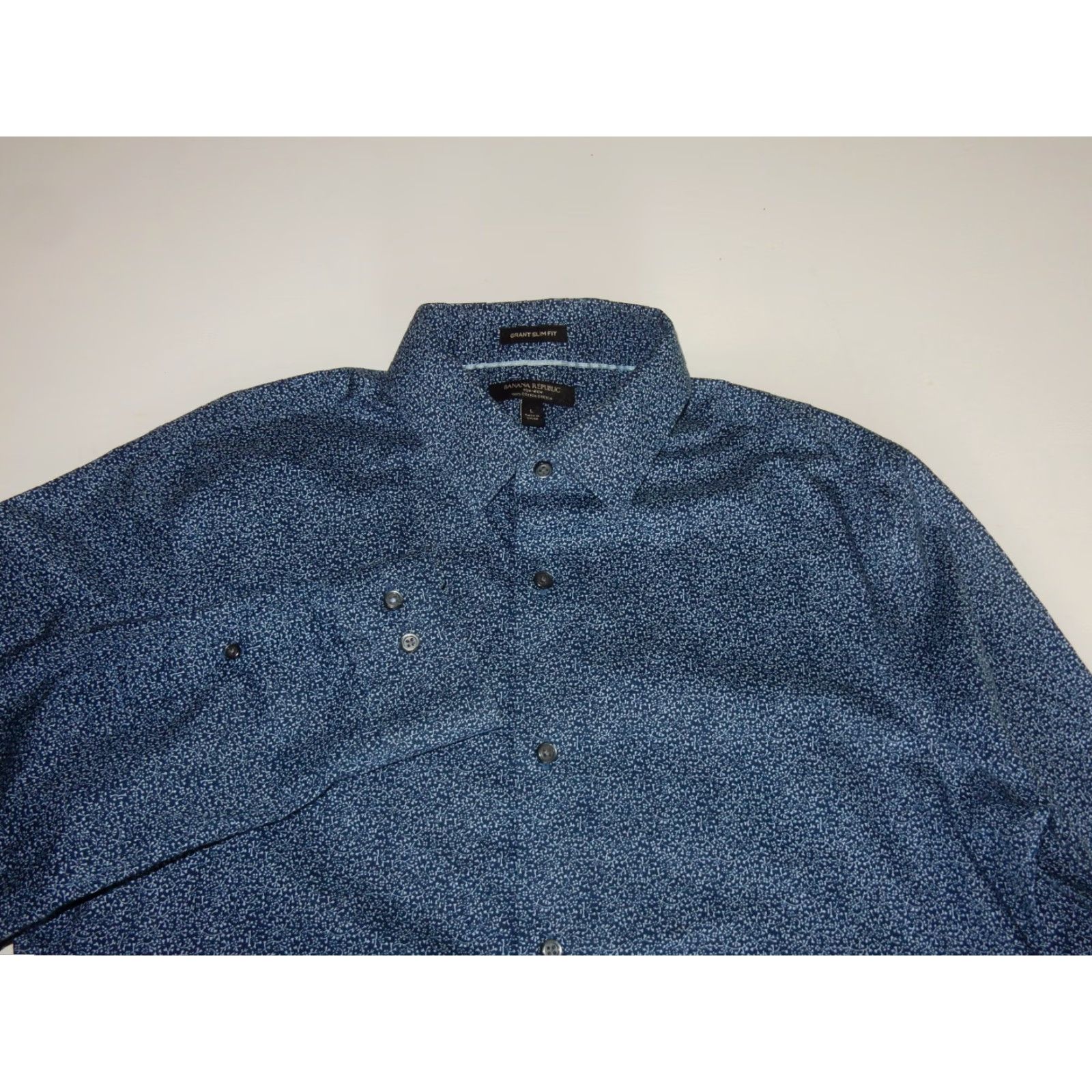Banana Republic Banana Republic Men's Floral Blue Slim Fit Button-Up Shirt Size L Size US L / EU 52-54 / 3 - 2 Thumbnail