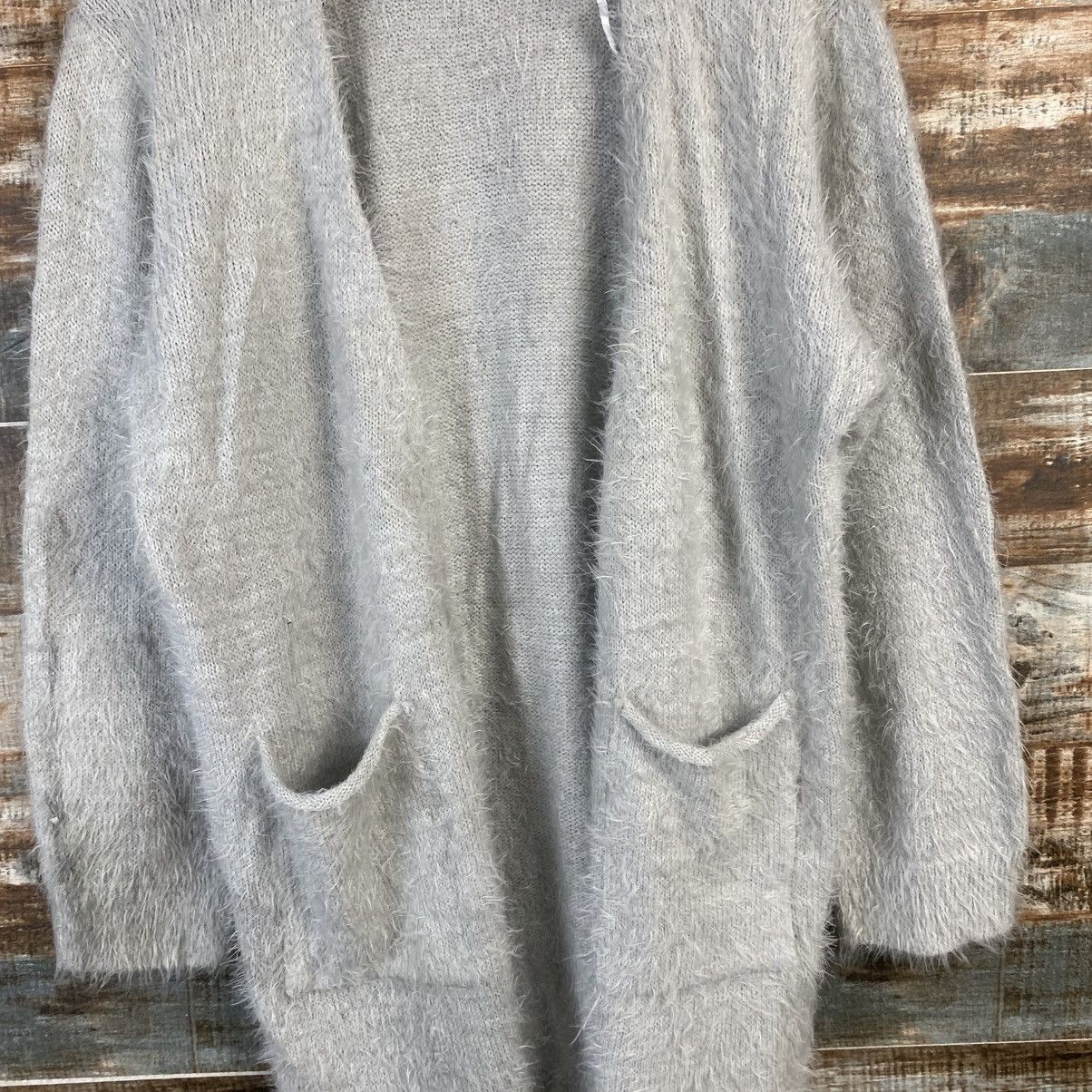 Homespun Knitwear DL Khalita Gray Cardigan Fur shaggy Knitwear #C1095 Size XL / US 12-14 / IT 48-50 - 5 Thumbnail