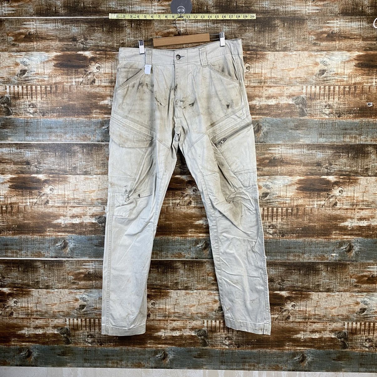 Japanese Brand DL Xebec White thrased dirty Cargo Multipocket Pants #C777 Size US 33 - 1 Thumbnail