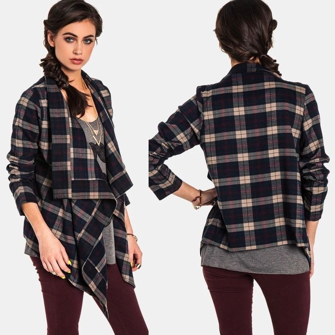 Other Lovers + Friends Days Like These Plaid Tartan Open Jacket Size S / US 4 / IT 40 - 8 Thumbnail