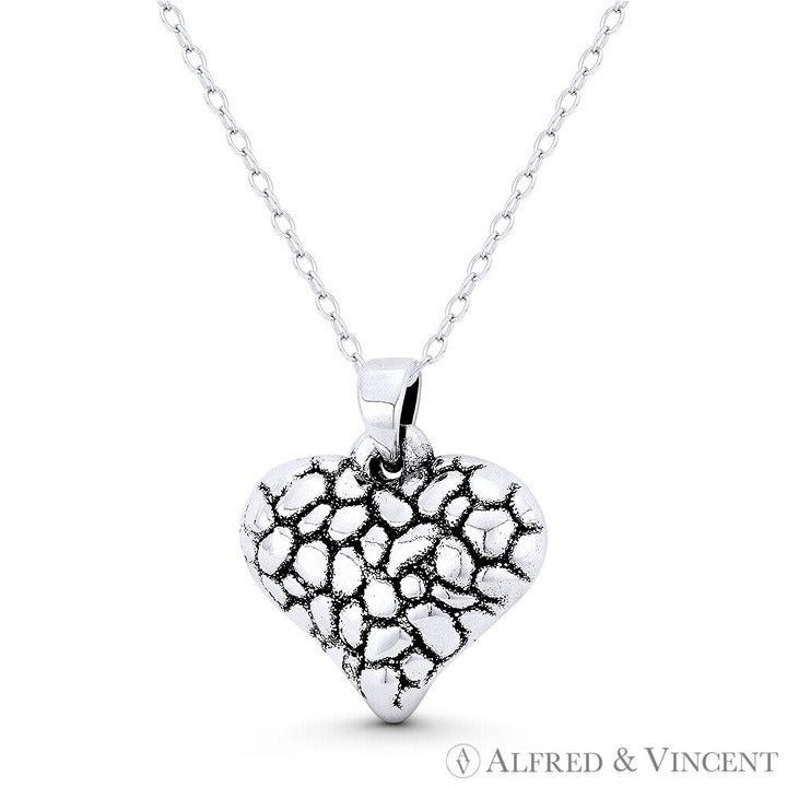 Other Stone Rubble Heart Charm Pendant in .925 Sterling Silver Size ONE SIZE - 1 Preview