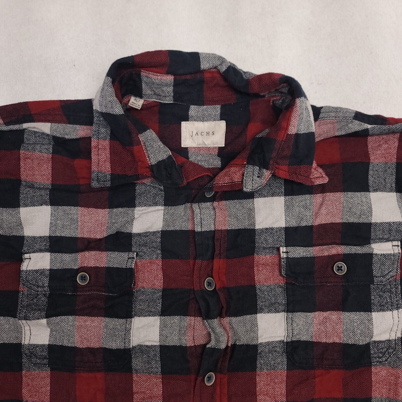 JACHS NY Jachs Gingham Flannel Shirt Mens Size XLT Red Black White Size US XL / EU 56 / 4 - 1 Thumbnail