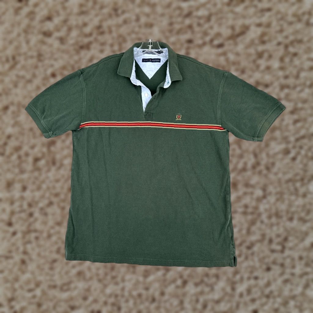 Tommy Hilfiger Tommy Hilfiger Green Polo Shirt Men XL Short Sleeve Cotton Slim Fit Activewear Size US XL / EU 56 / 4 - 1 Thumbnail