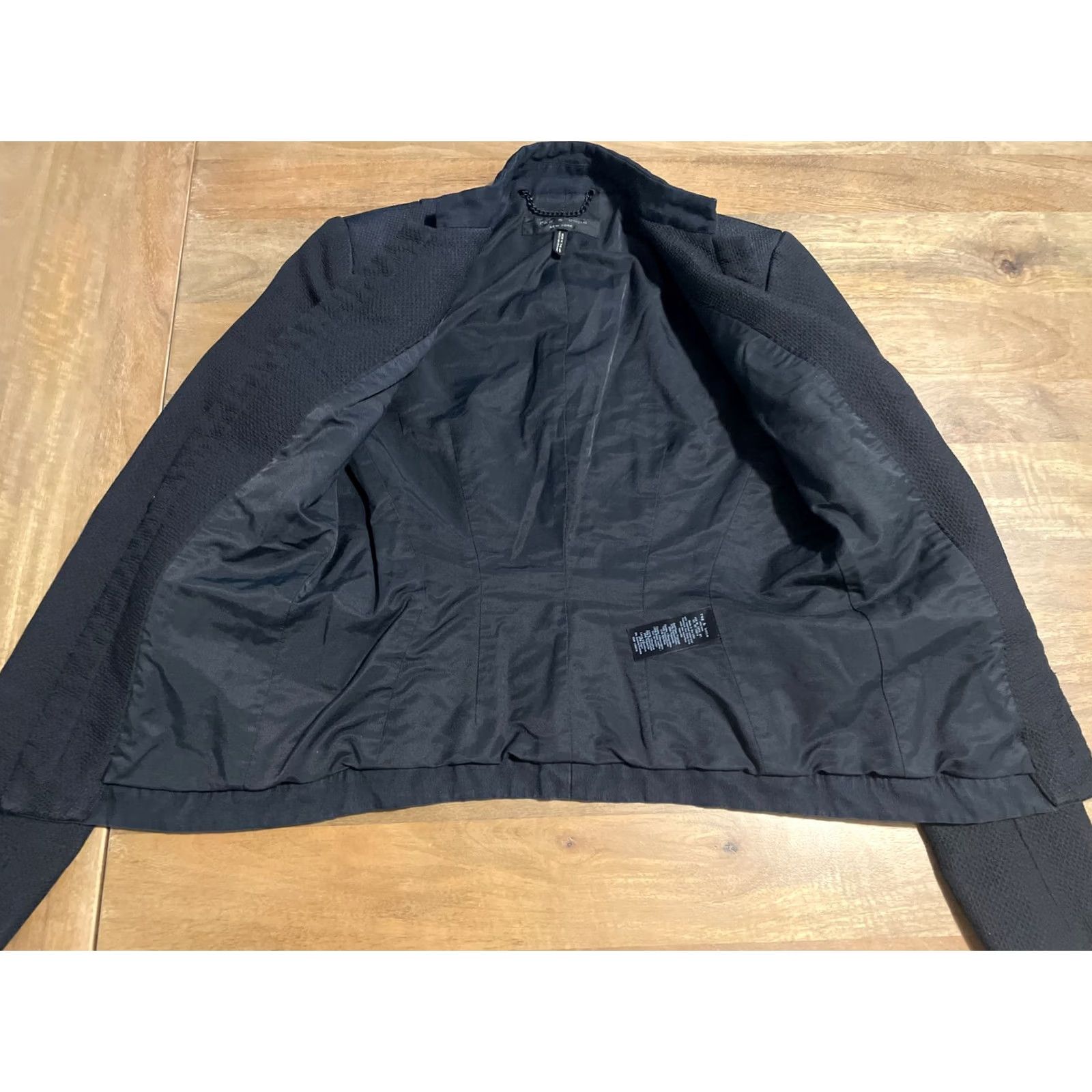 Rag & Bone rag & bone Womens Jacket Black Cropped Open Coat Lined Size 0 Trim USA Made in USA Size XS / US 0-2 / IT 36-38 - 2 Thumbnail