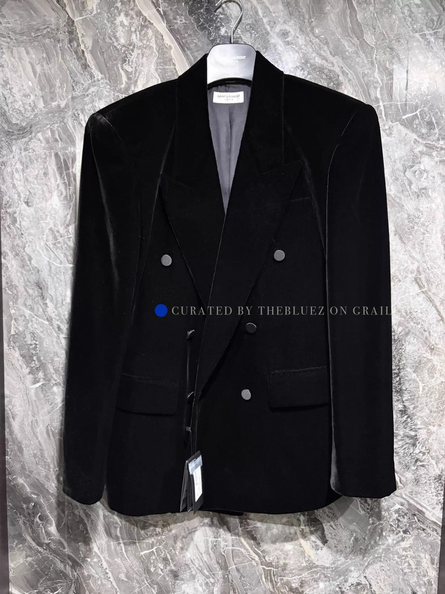 Saint Laurent Paris Velvet Double-Breasted Wide Shoulder Blazer Size US M / EU 48-50 / 2 - 1 Thumbnail