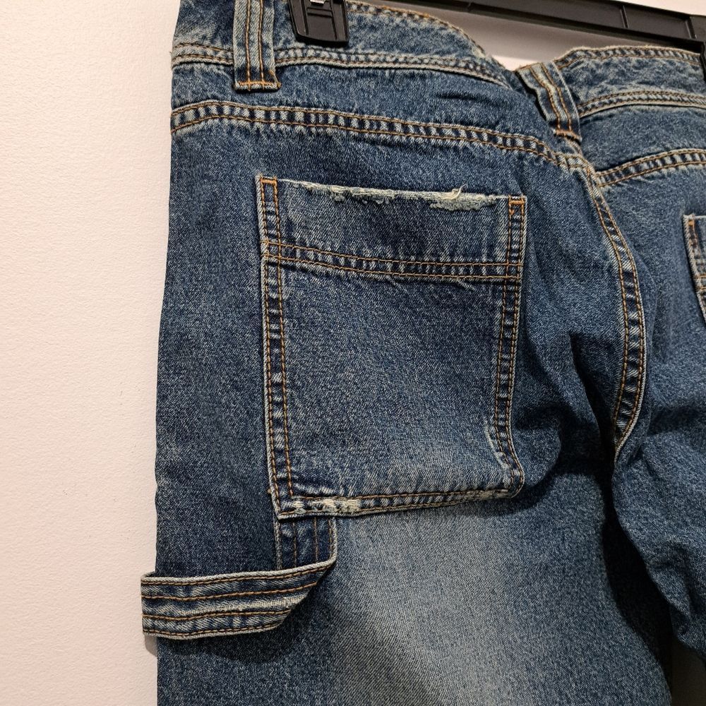 Other Refuge Y2K Cargo Cotton Distressed Wide Leg Raw Hem Jeans S Size 32" / US 10 / IT 46 - 7 Thumbnail