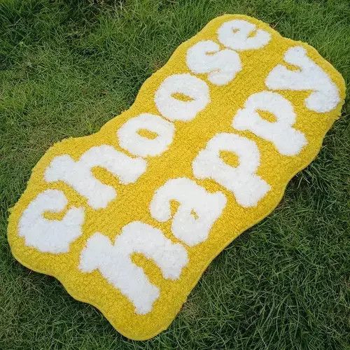 Handmade 3D "CHOOSE HAPPY" Handmade Soft Rug Size ONE SIZE - 2 Thumbnail