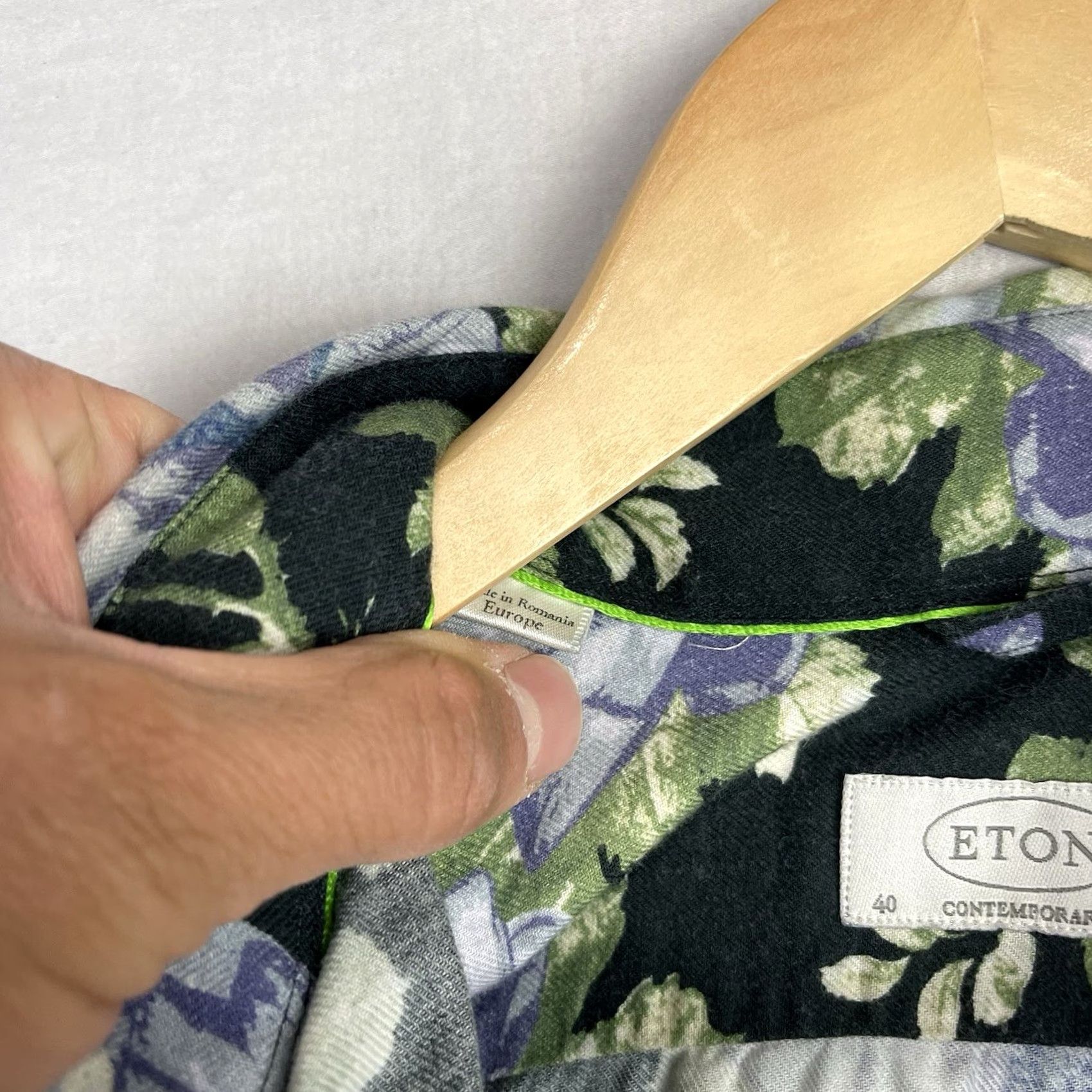 Eton Eton Shirt Mens M 40 15-3/4 Black Floral Contemporary Button-Up Long Sleeve Shirt Mens Black Floral Button-Up Size US M / EU 48-50 / 2 - 6 Thumbnail