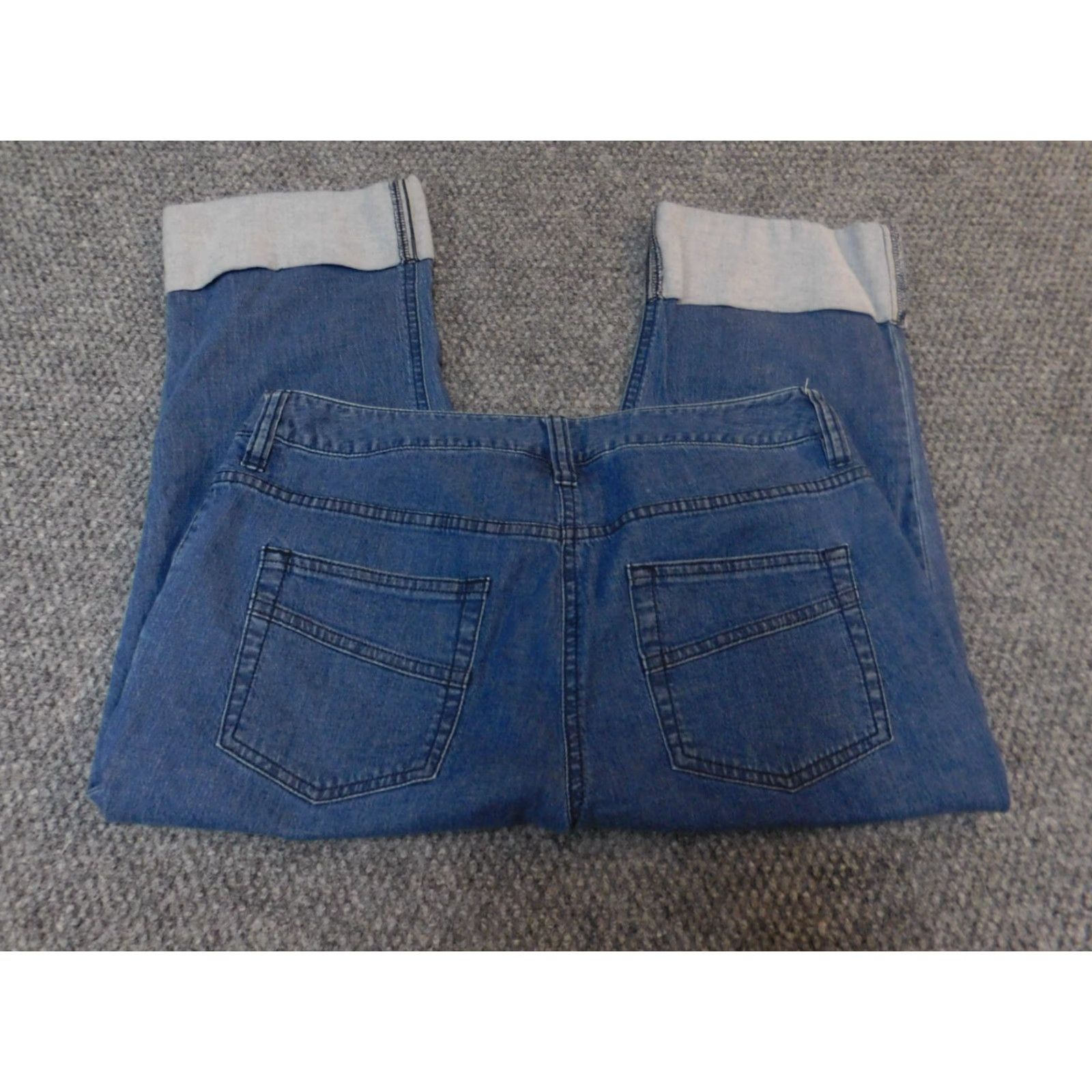 Vintage INC International Concepts Womens Jeans Capri 6 Blue Capris Cuffed Denim Straight 18in Inseam Regular Rise Zip Modern Designer Size 28" / US 6 / IT 42 - 5 Thumbnail