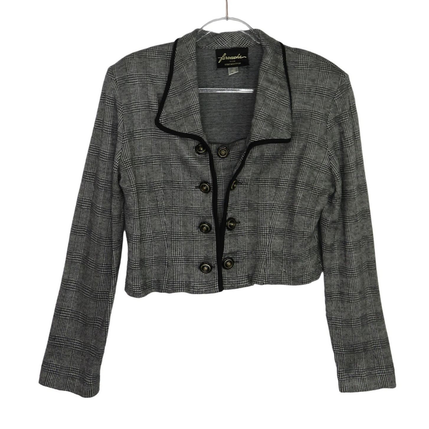 Vintage Vintage Farouche Black & Gray Houndstooth Plaid Blazer Large Size L / US 10 / IT 46 - 3 Thumbnail