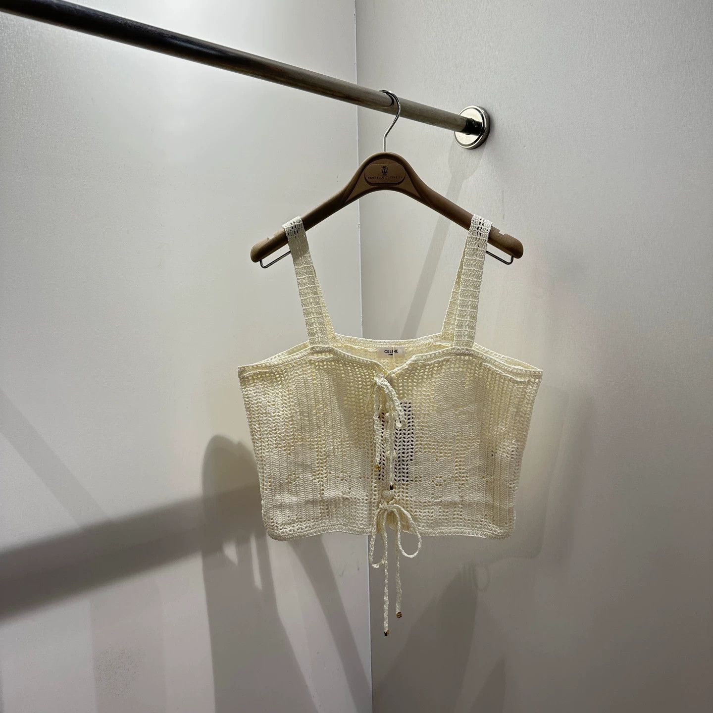 Celine Celine may495 Triomphe Crochet Camisole L Cotton Size L / US 10 / IT 46 - 1 Thumbnail
