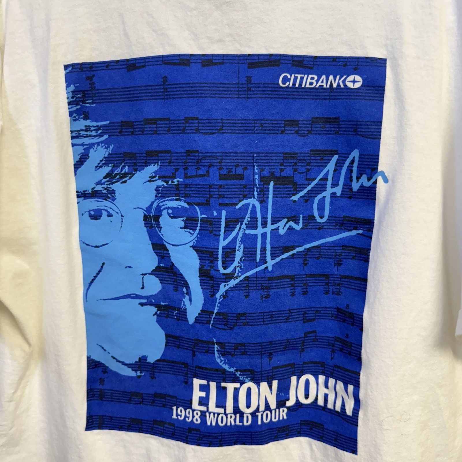 Band Tees × Vintage Vintage 90s Elton John T Shirt 1998 World Tour White Size US XL / EU 56 / 4 - 6 Thumbnail