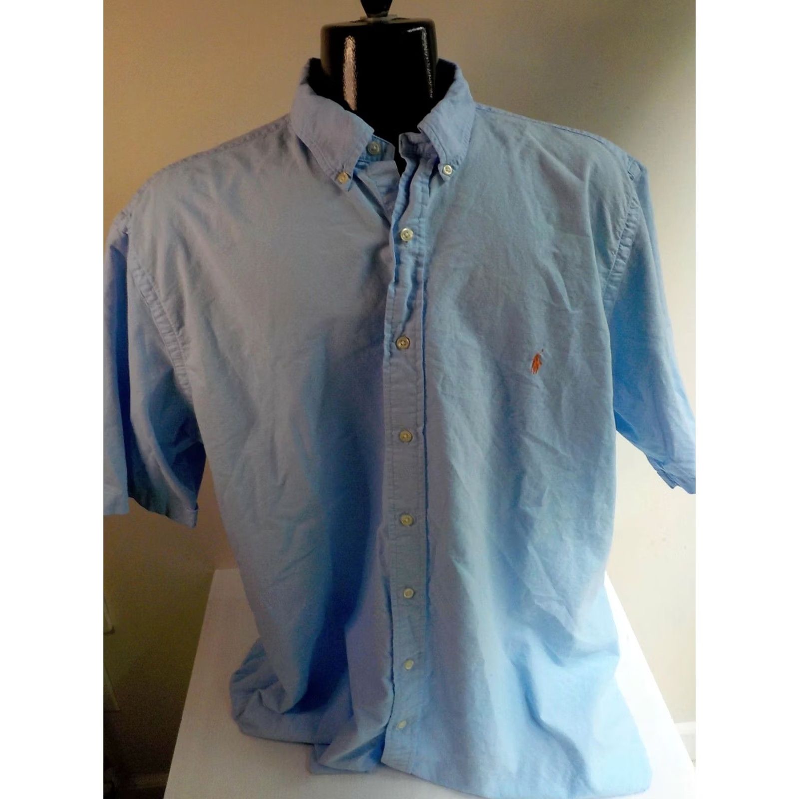 Ralph Lauren RALPH LAUREN Short Sleeve Button Down Shirt Blue Cotton 2XLT Mens Logo Button-Up Size US XXL / EU 58 / 5 - 2 Thumbnail