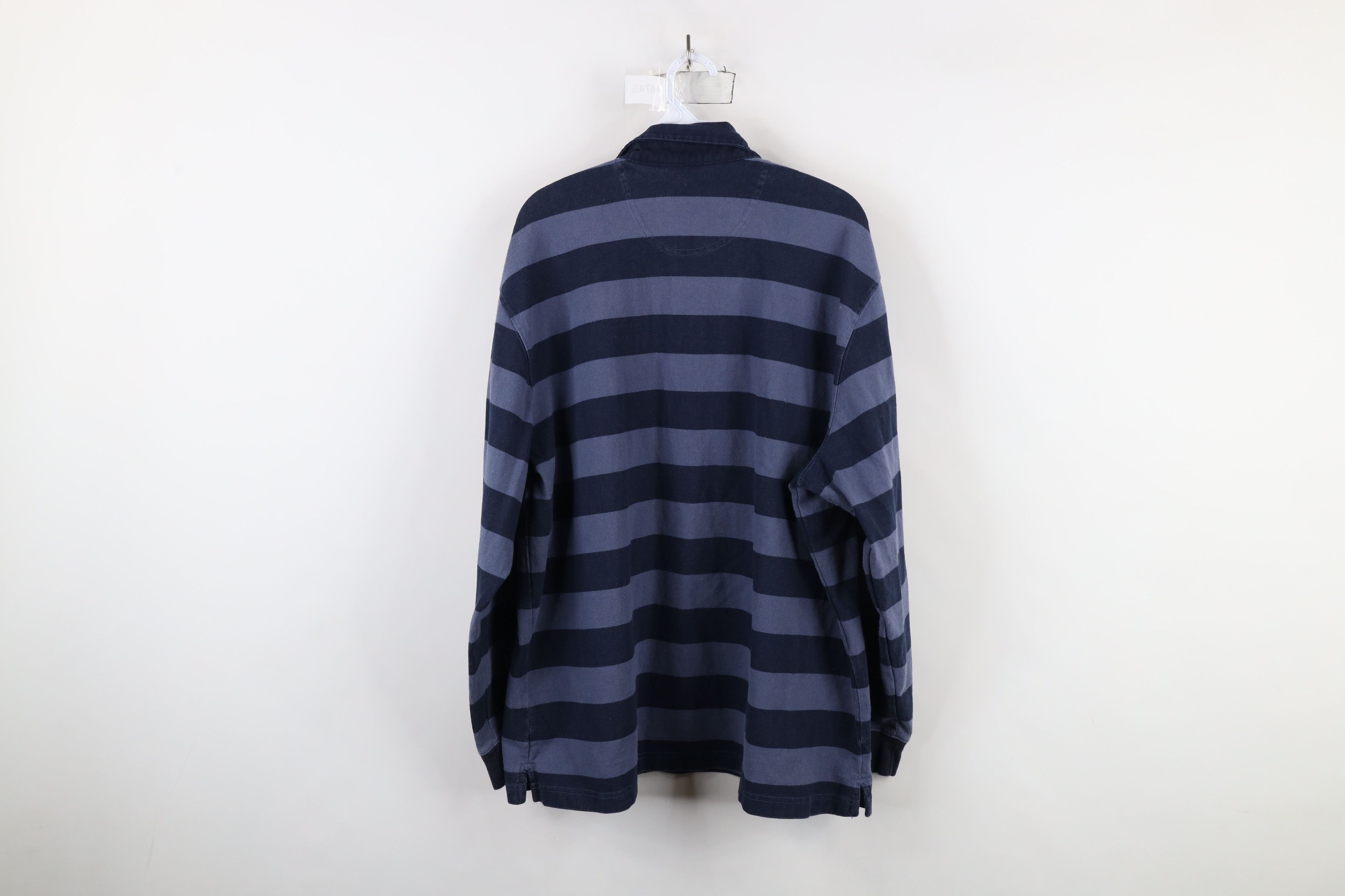 Vintage Vintage 90s Streetwear Heavy Striped Long Sleeve Polo Shirt Size US XL / EU 56 / 4 - 9 Thumbnail