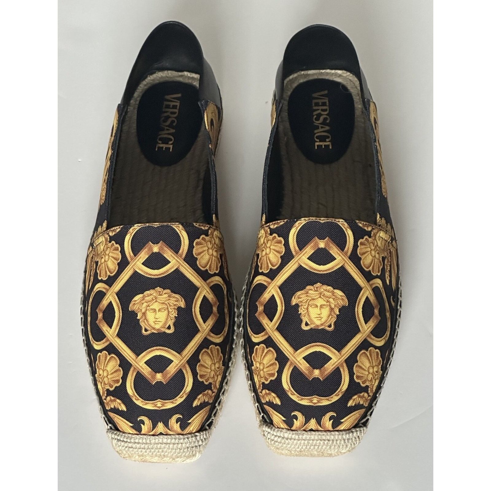 Versace VERSACE Barocco Gold/Black Canvas Espadrilles 11 1014774 Size US 11 / EU 44 - 11 Thumbnail