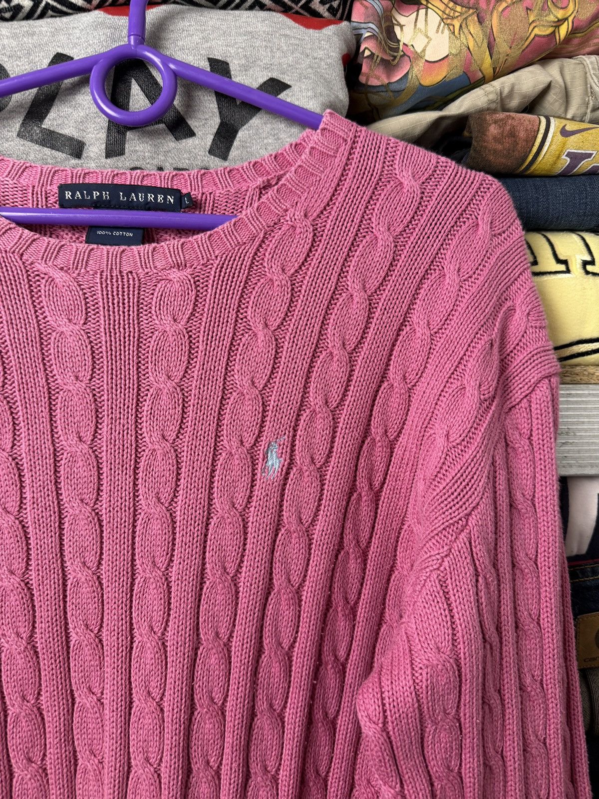 Polo Ralph Lauren Polo Ralph Lauren Cable Knit Sweater Female Pink Color S-M Size L / US 10 / IT 46 - 5 Thumbnail