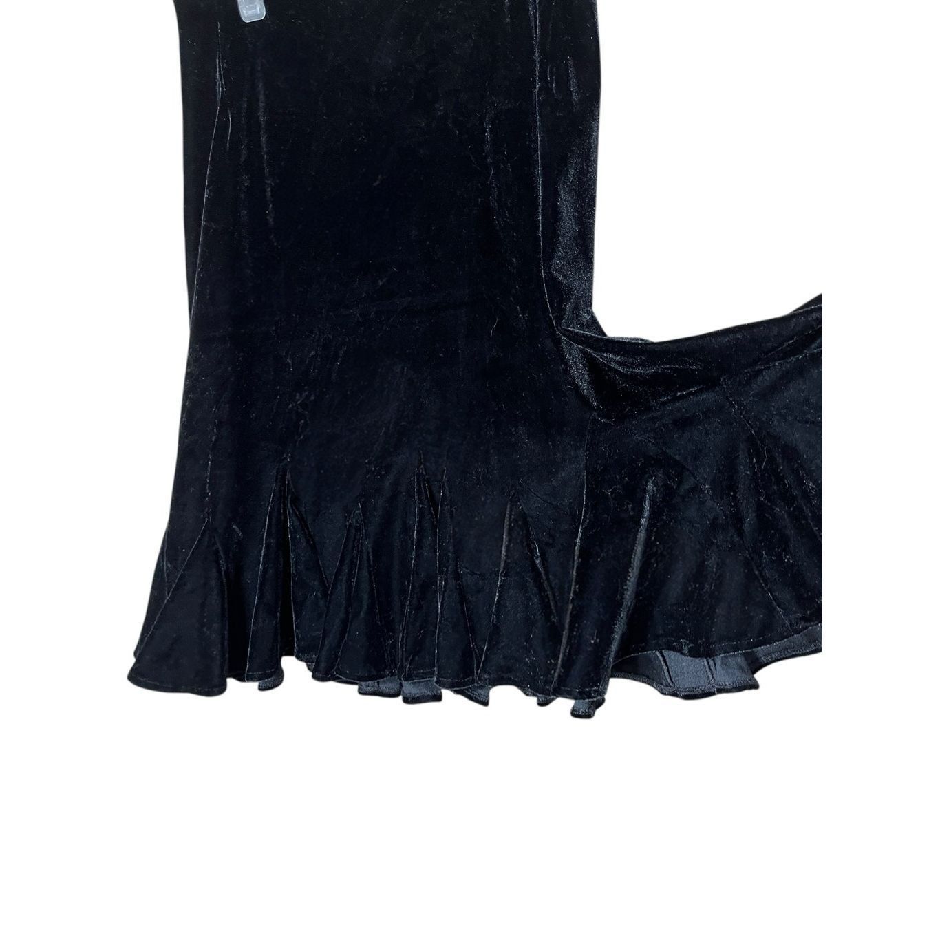Other Vintage Black Velvet Y2K Flared Hem Midi Skirt Size 10 Size 32" / US 10 / IT 46 - 3 Thumbnail