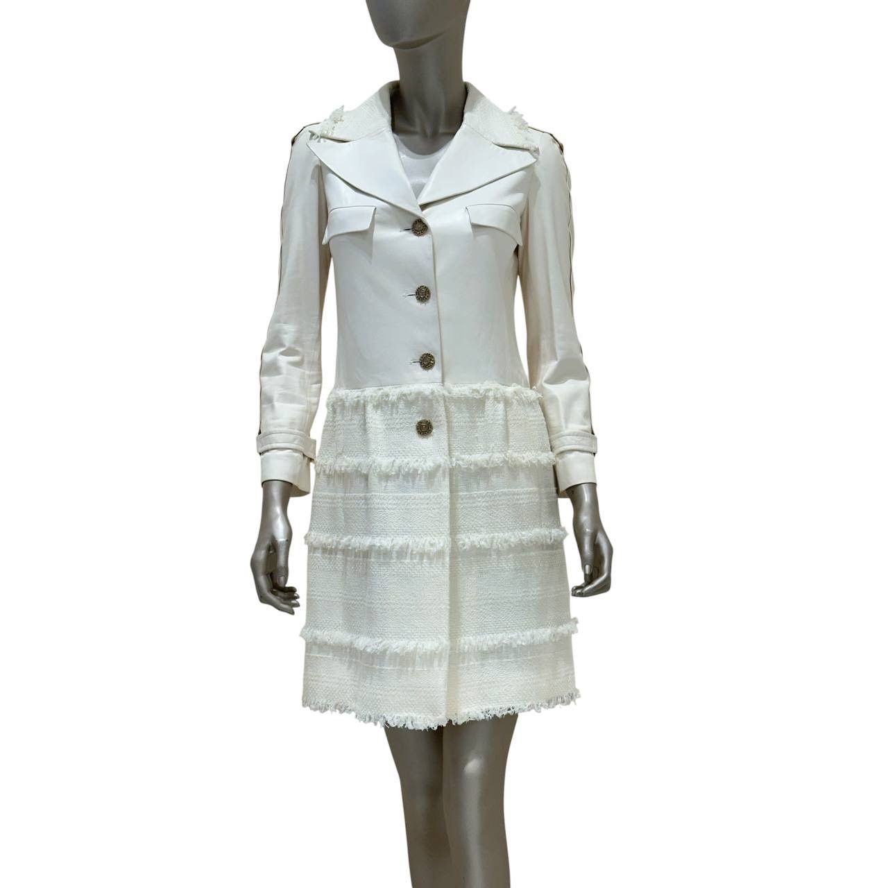 Chanel Chanel White Lamb Leather & Tweed Coat FR 36 Size XS / US 0-2 / IT 36-38 - 1 Thumbnail