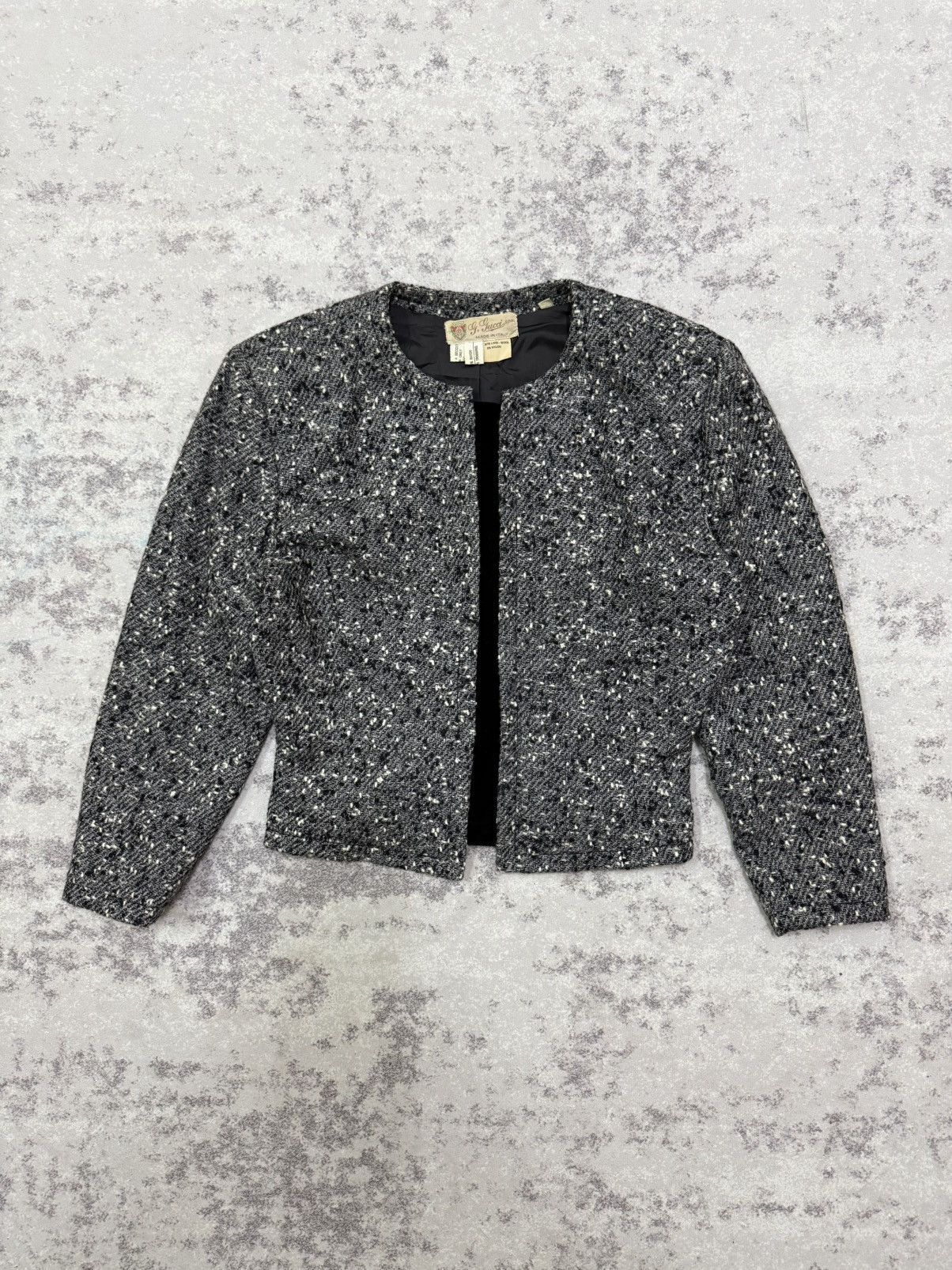 Gucci Vintage Gucci Sparkling Grey Tweed Cropped Jacket Button Up Size S / US 4 / IT 40 - 3 Thumbnail