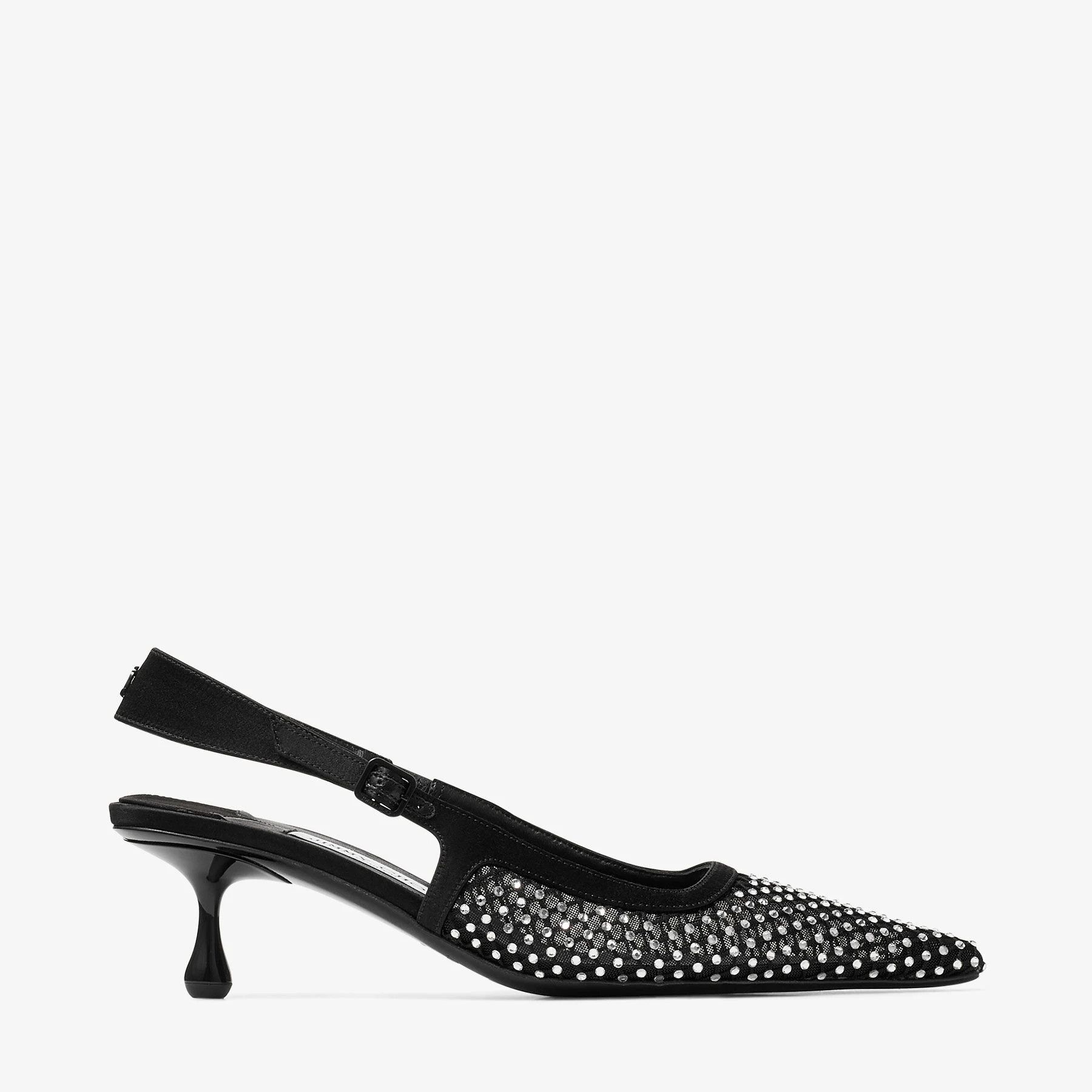 Jimmy Choo o1s22i1n1024 Mesh & Satin Slingback Pumps in Black Size US 10 / IT 40 - 1 Thumbnail